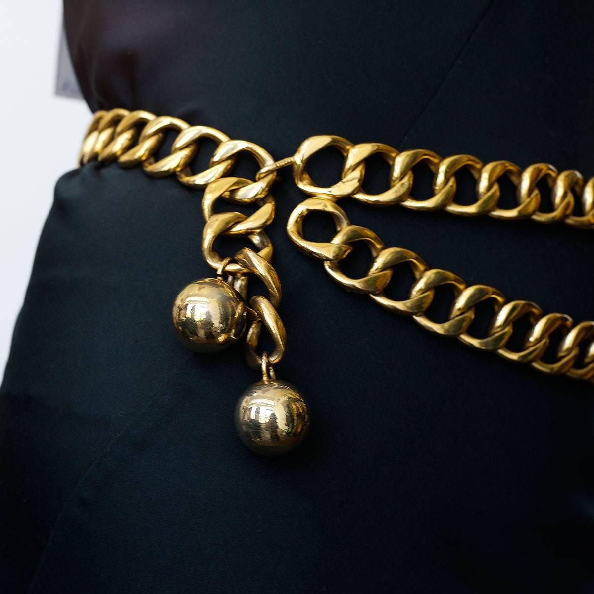 Gold Classic Chanel Double Chain Belt