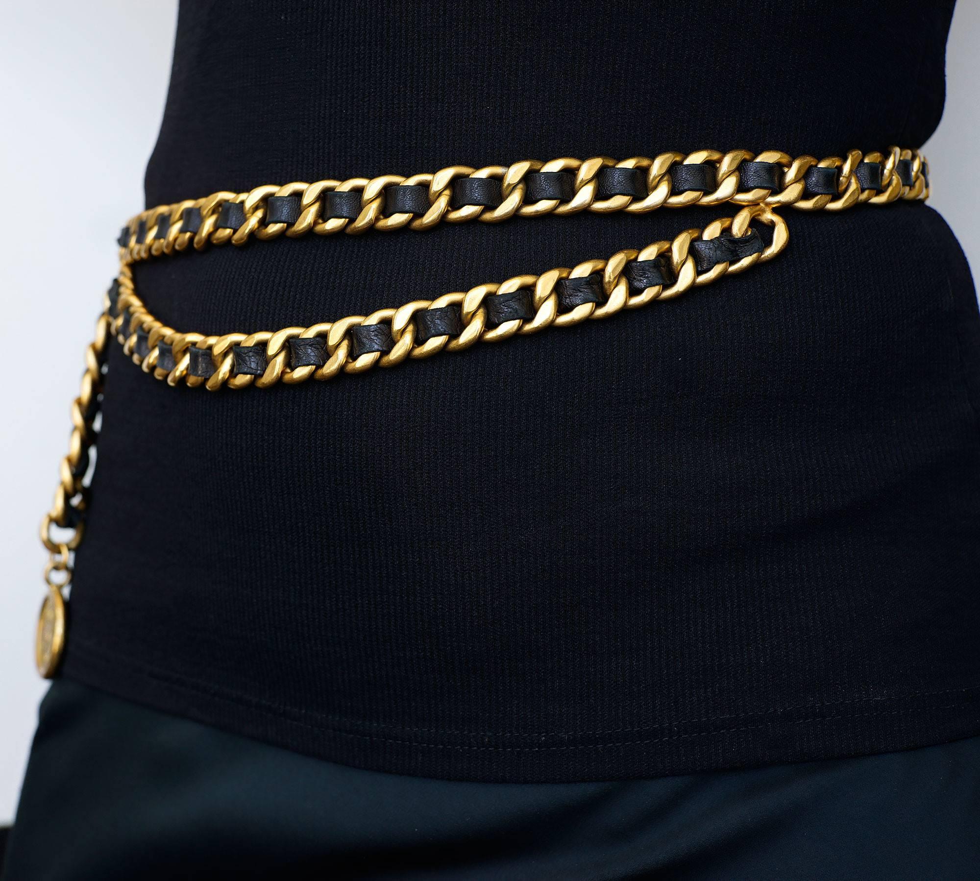 woven leather chain belt