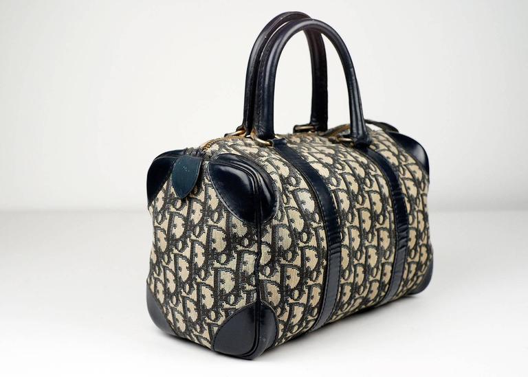 Dior 1970 s Mini Duffle Speedy Blue Logo Handbag