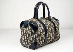 Dior 1970's Mini Duffle/Speedy Blue Logo Handbag