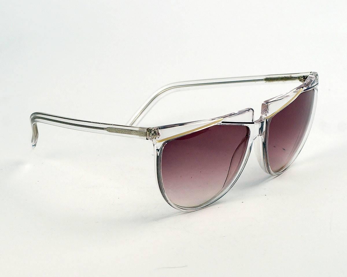 Marron Verses (Versace) lunettes de soleil à monture transparente en vente