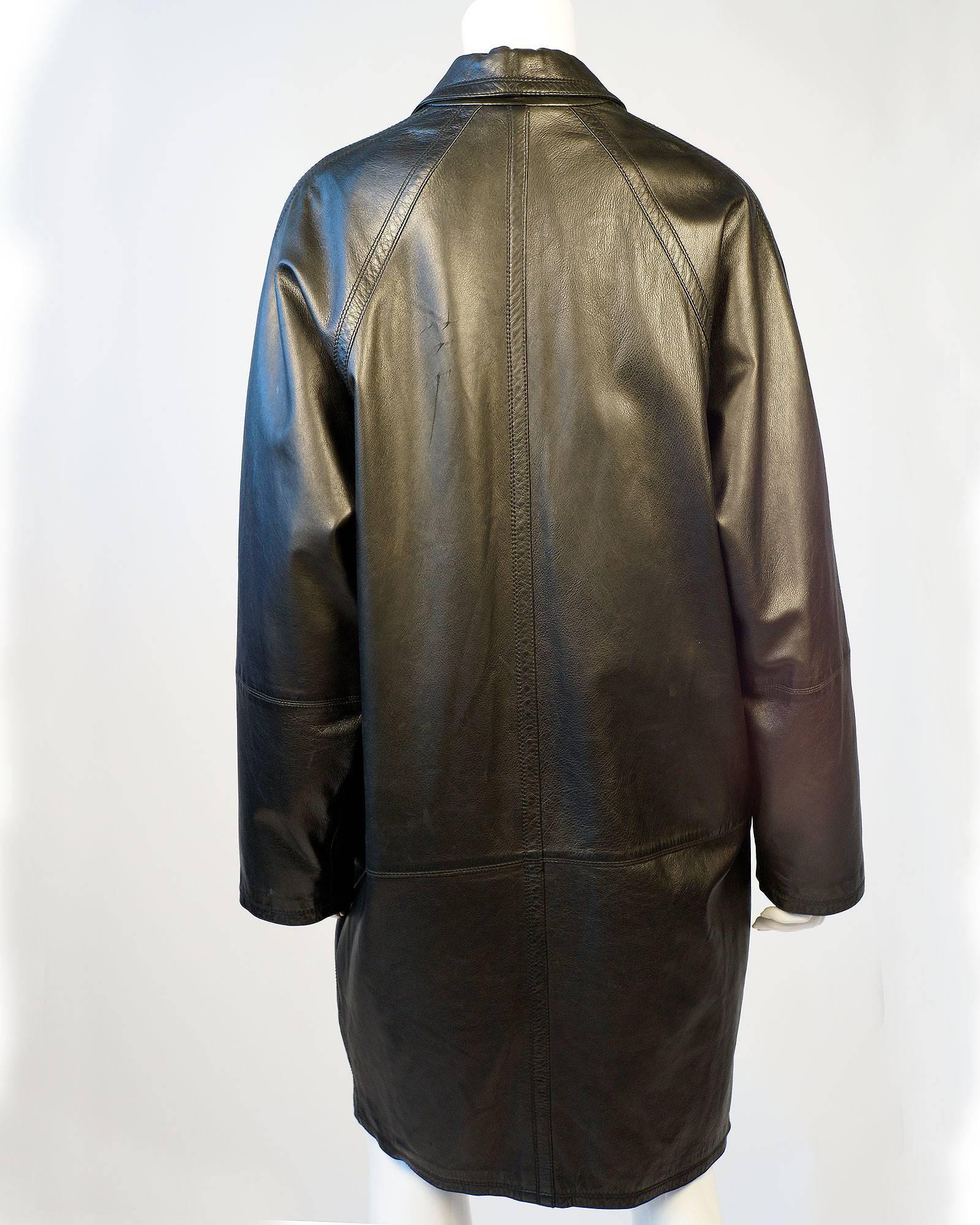 Gianni Versace Black Leather Car Coat at 1stDibs | car coat leather ...