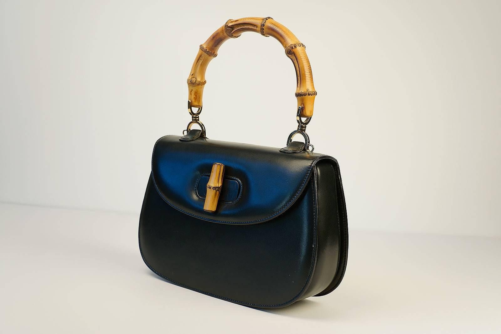 Black Gucci Hand Bag with Bamboo Handle