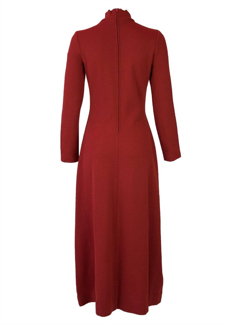 Double Knit A-line Turtleneck Dress with Belt For Sale at 1stdibs
