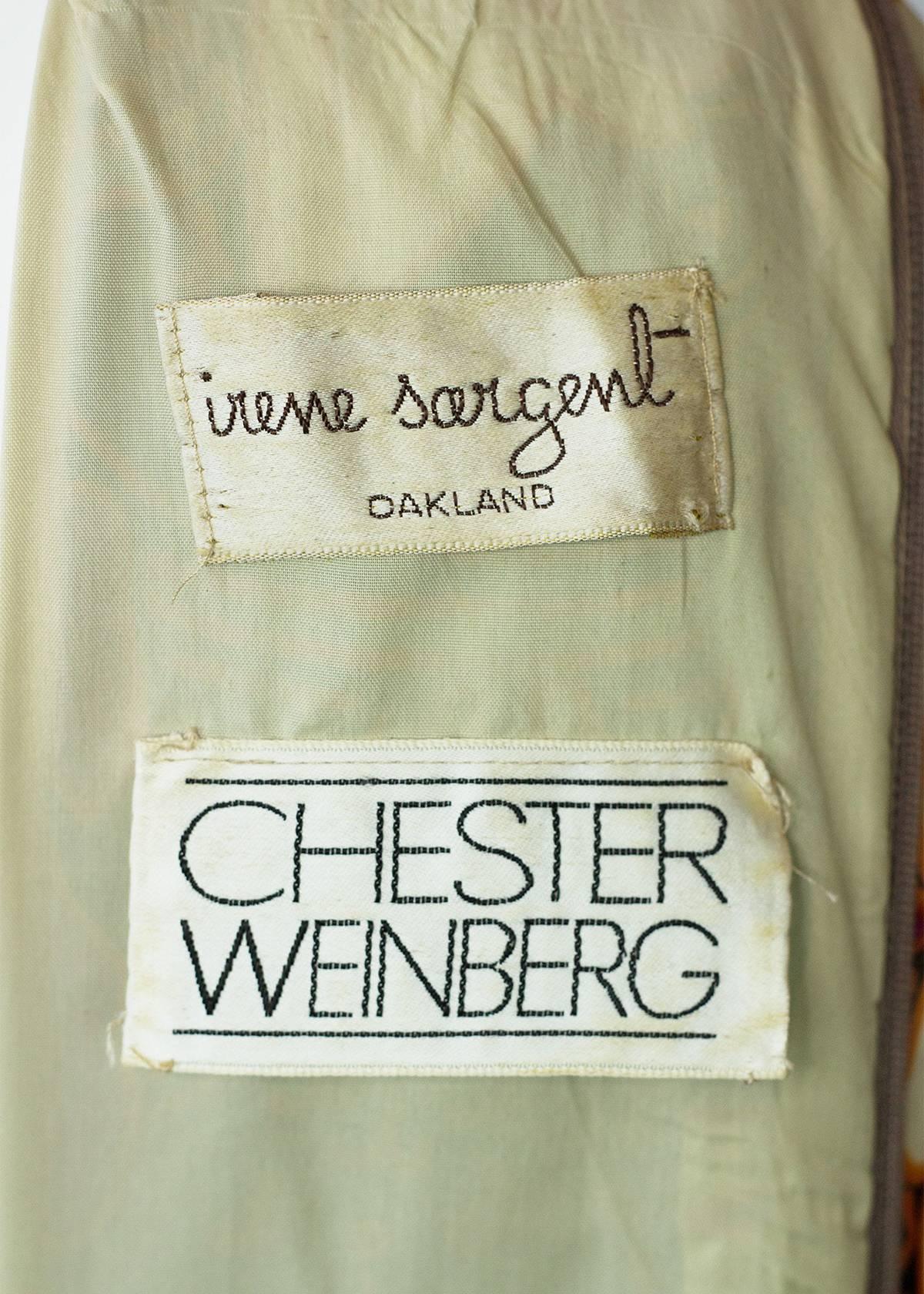 Black Chester Weinberg Silk Floral Print Long Sleeve Dress