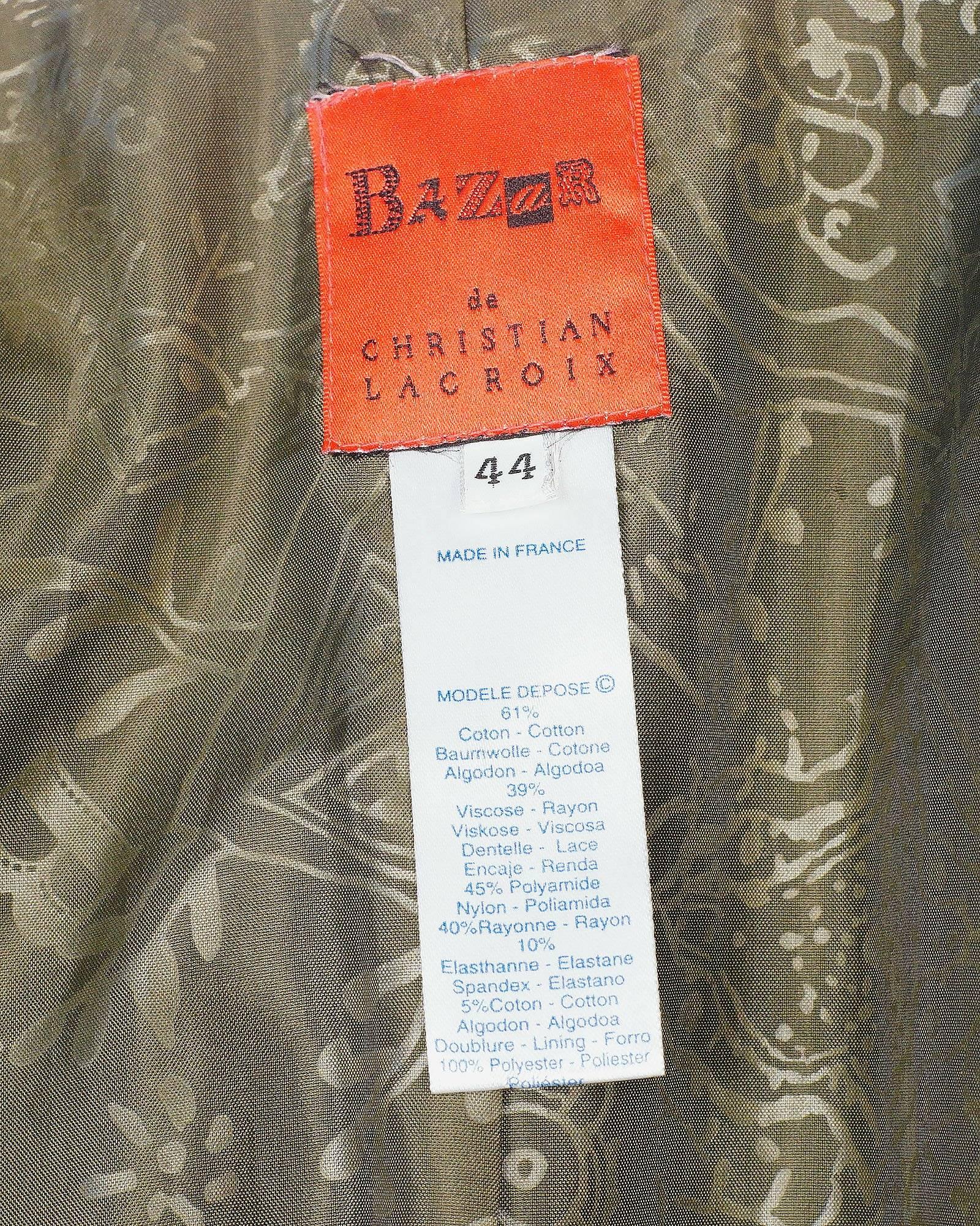 Christian Lacroix - Imperméable imprimé faux tigre et dentelle en vente 1