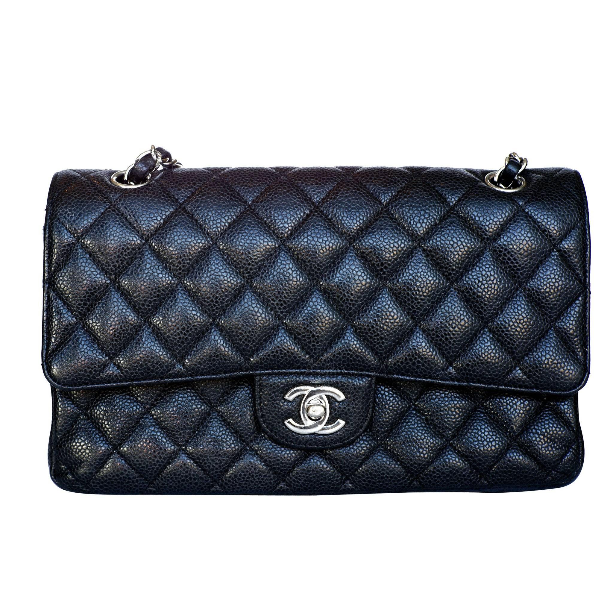 Chanel Black Leather Double Flap Hand Bag