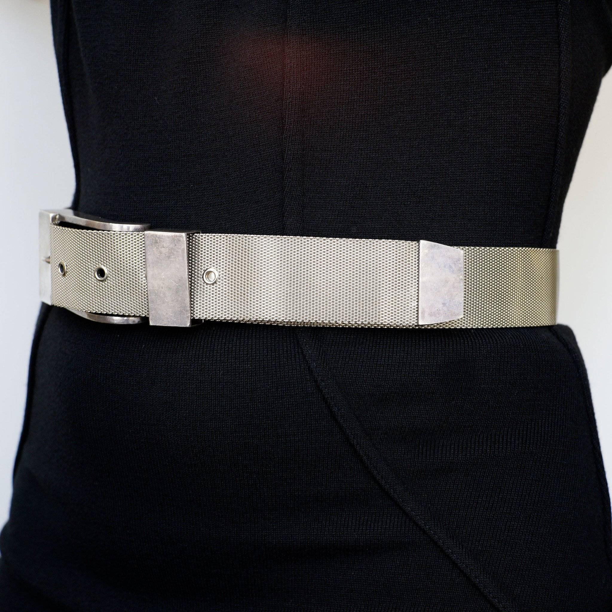 Pat Areias Sterling Silver Metal Mesh Belt  In Good Condition For Sale In Los Angeles, CA
