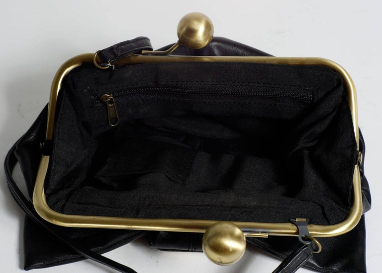 Fiorelli Black Leather Brass Stud Bow Handbag For Sale at 1stDibs