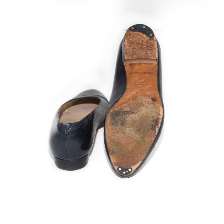 Chanel Classic Black Leather Flats For Sale at 1stDibs | chanel classic ...