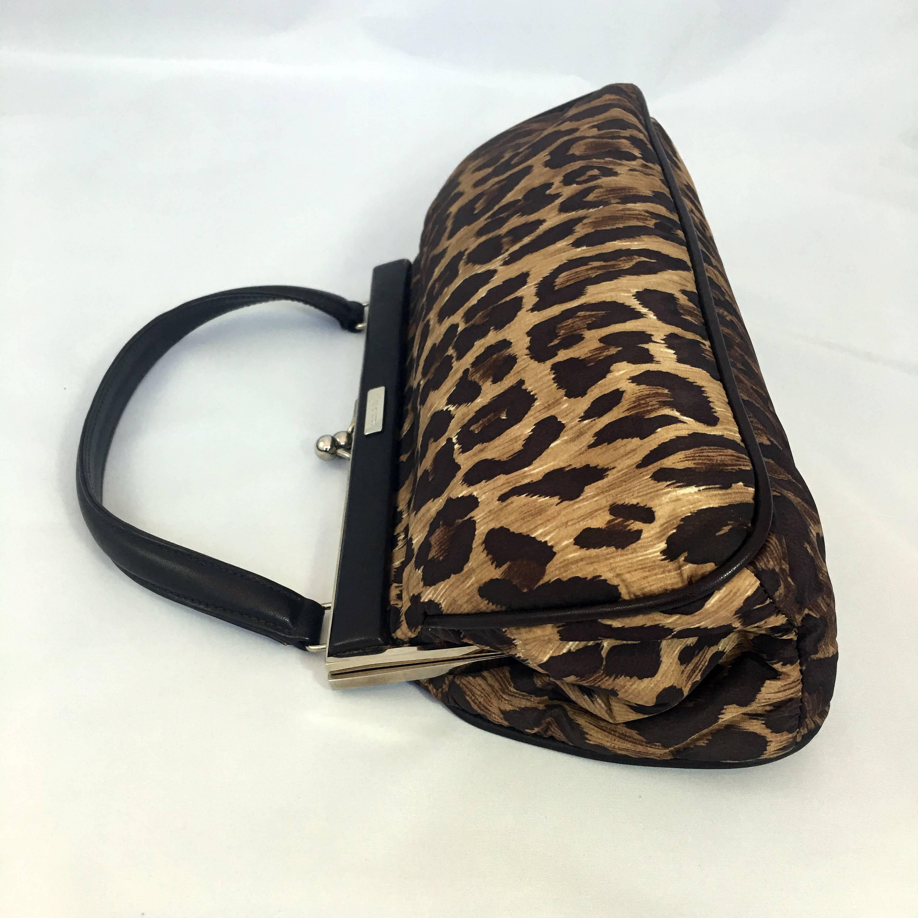 Dolce & Gabbana Women's Sicily Leopard-Print Leather Top Handle Satchel In Good Condition In Los Angeles, CA