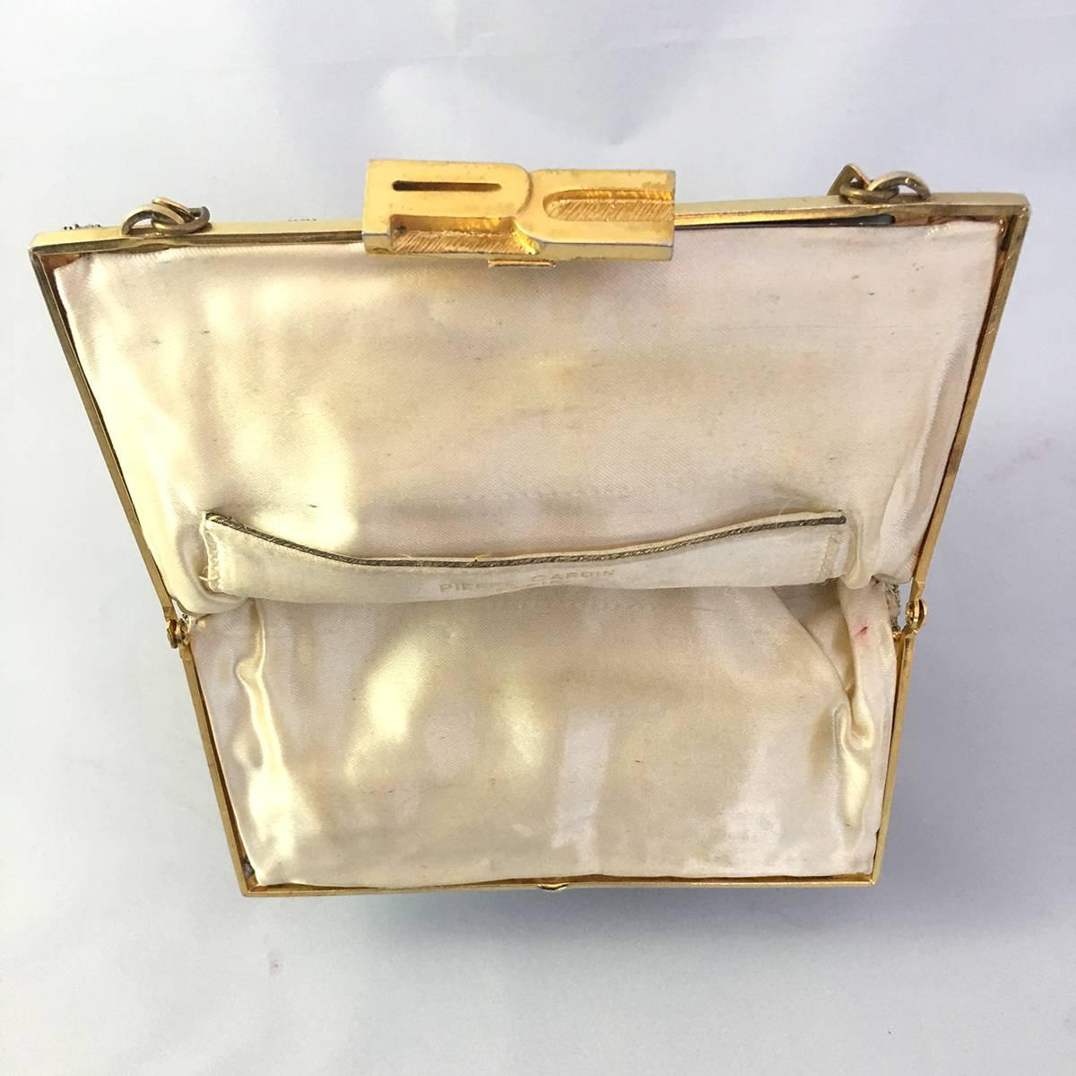 Pierre Cardin Gold and Silver Beaded Monogram Handbag In Good Condition In Los Angeles, CA