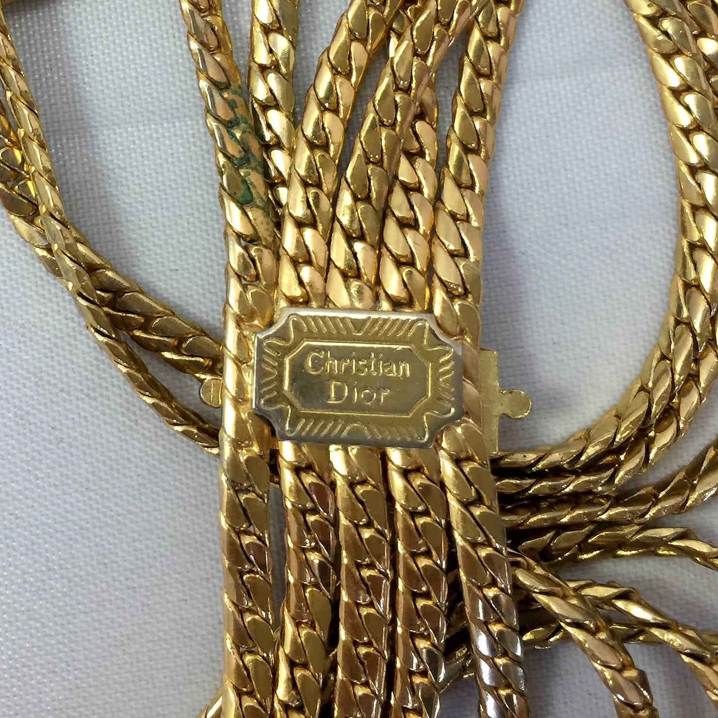 Christian Dior Mehrreihiger goldfarbener Seilkettengürtel (Gold) im Angebot