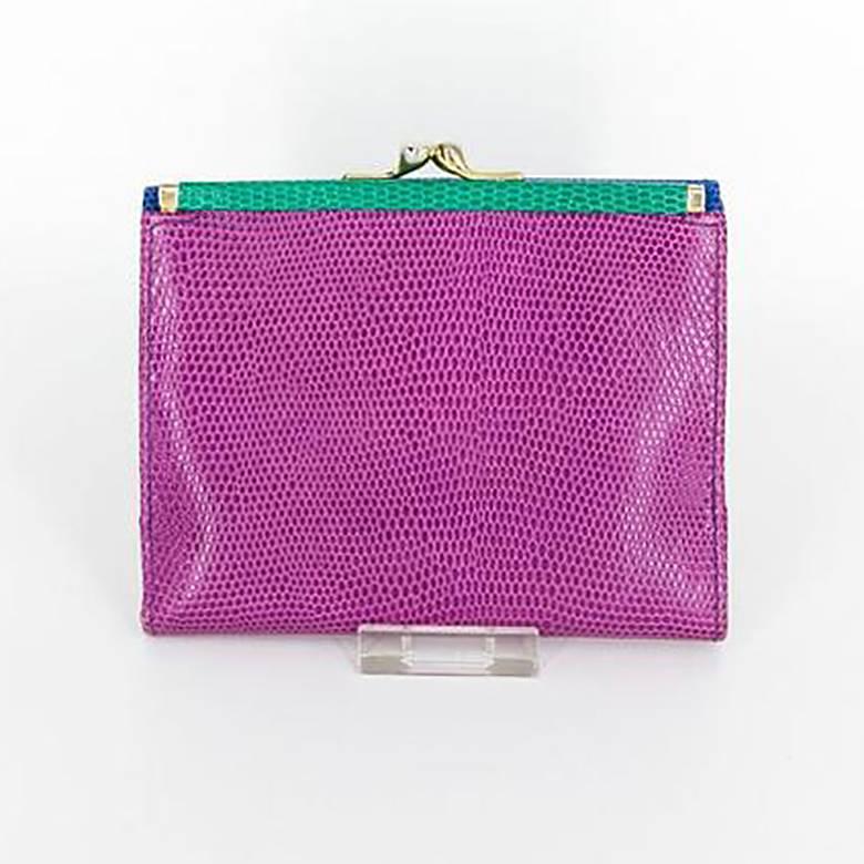 Neiman Marcus Multicolor Trifold Leather Wallet and Change Purse at