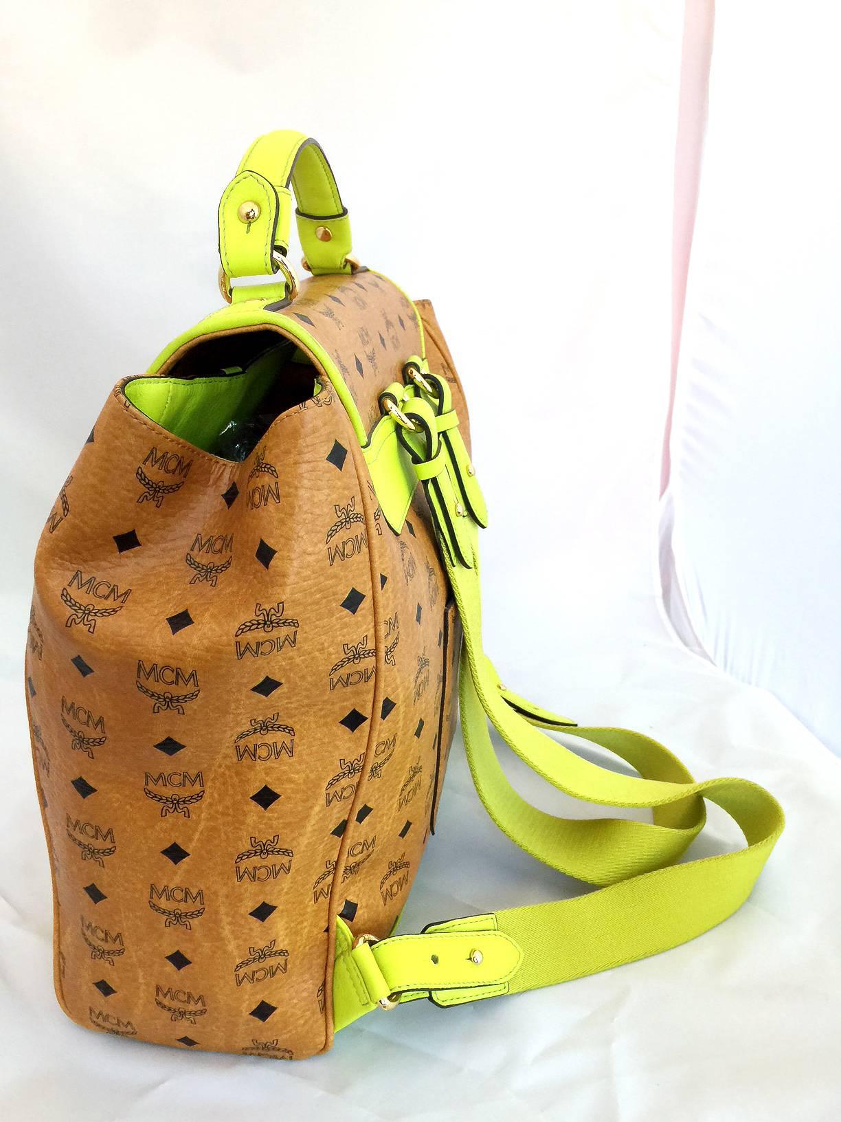Brown MCM Stark Side Stud Leather Backpack