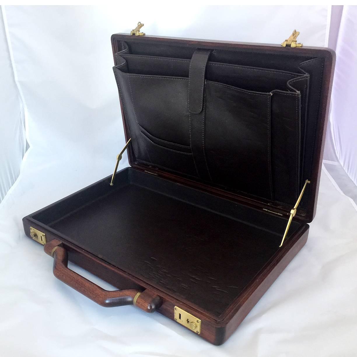 Jeffrey Benjamin Custom Nussbaum massiv Attache Case Aktentasche Herren