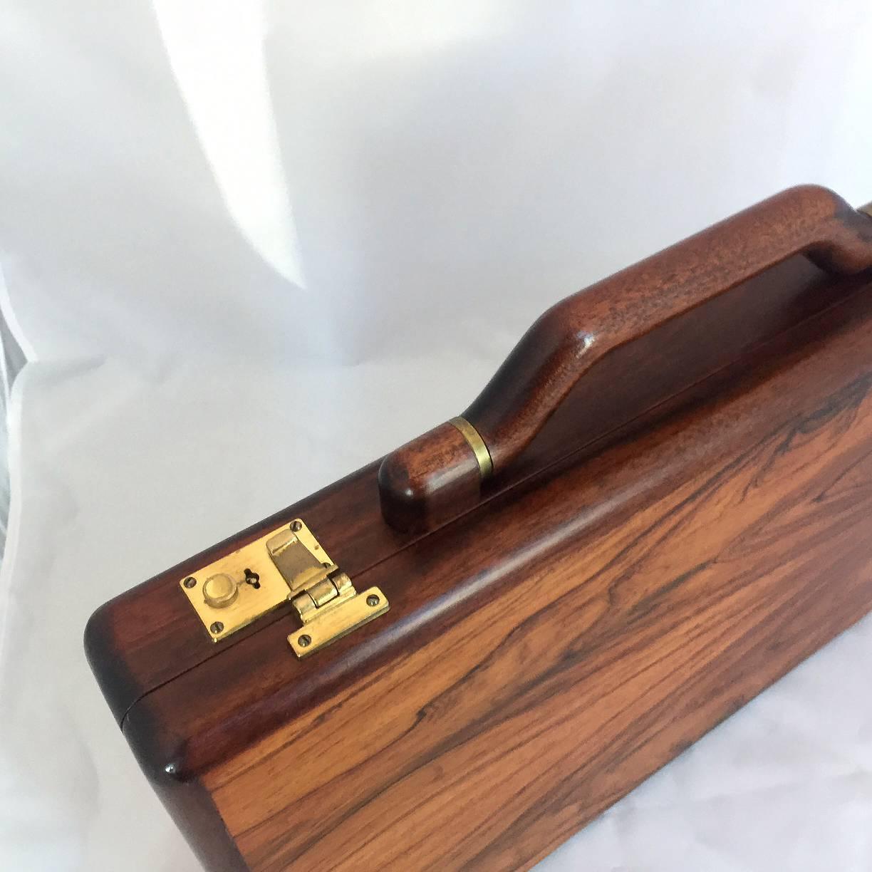 Jeffrey Benjamin Custom Nussbaum massiv Attache Case Aktentasche 3