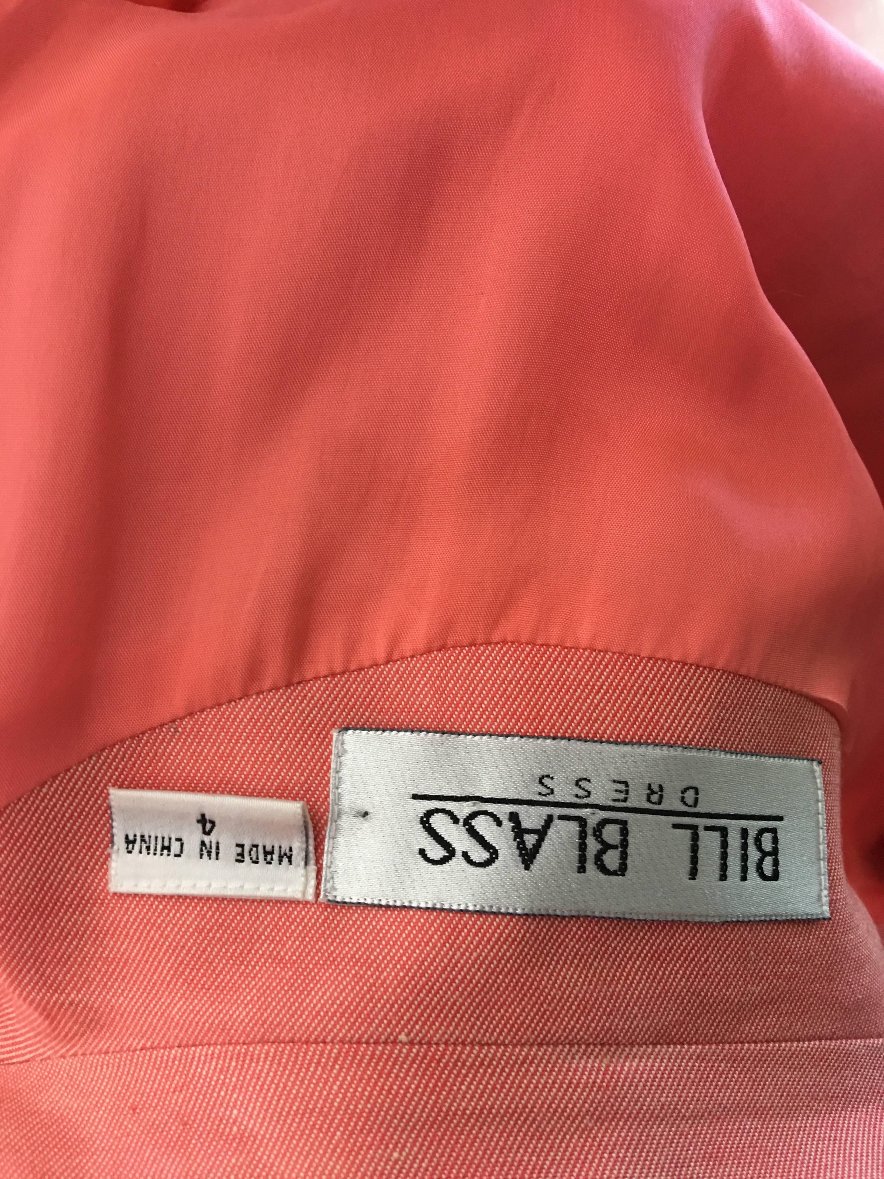 Bill Blass Salmon Pink Button Up Uniform Suit Dress, 1990s  3