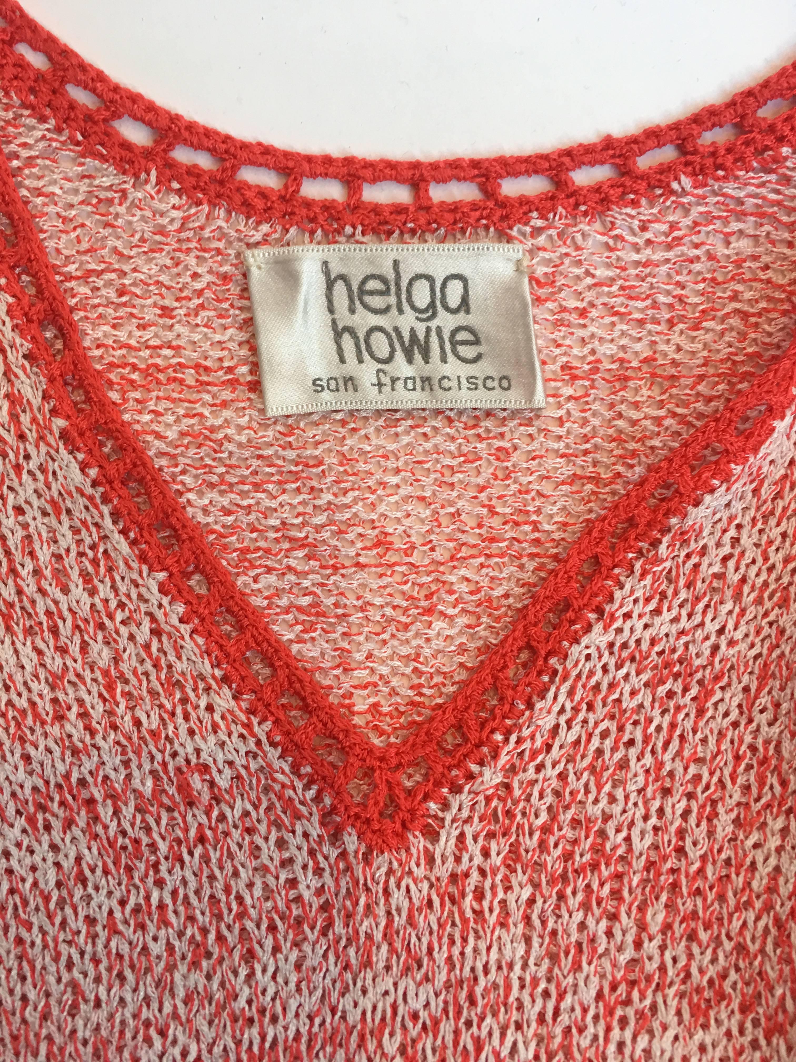 Women's or Men's 1970s Helga Howie Knit Red/White Space Dye Dress For Sale