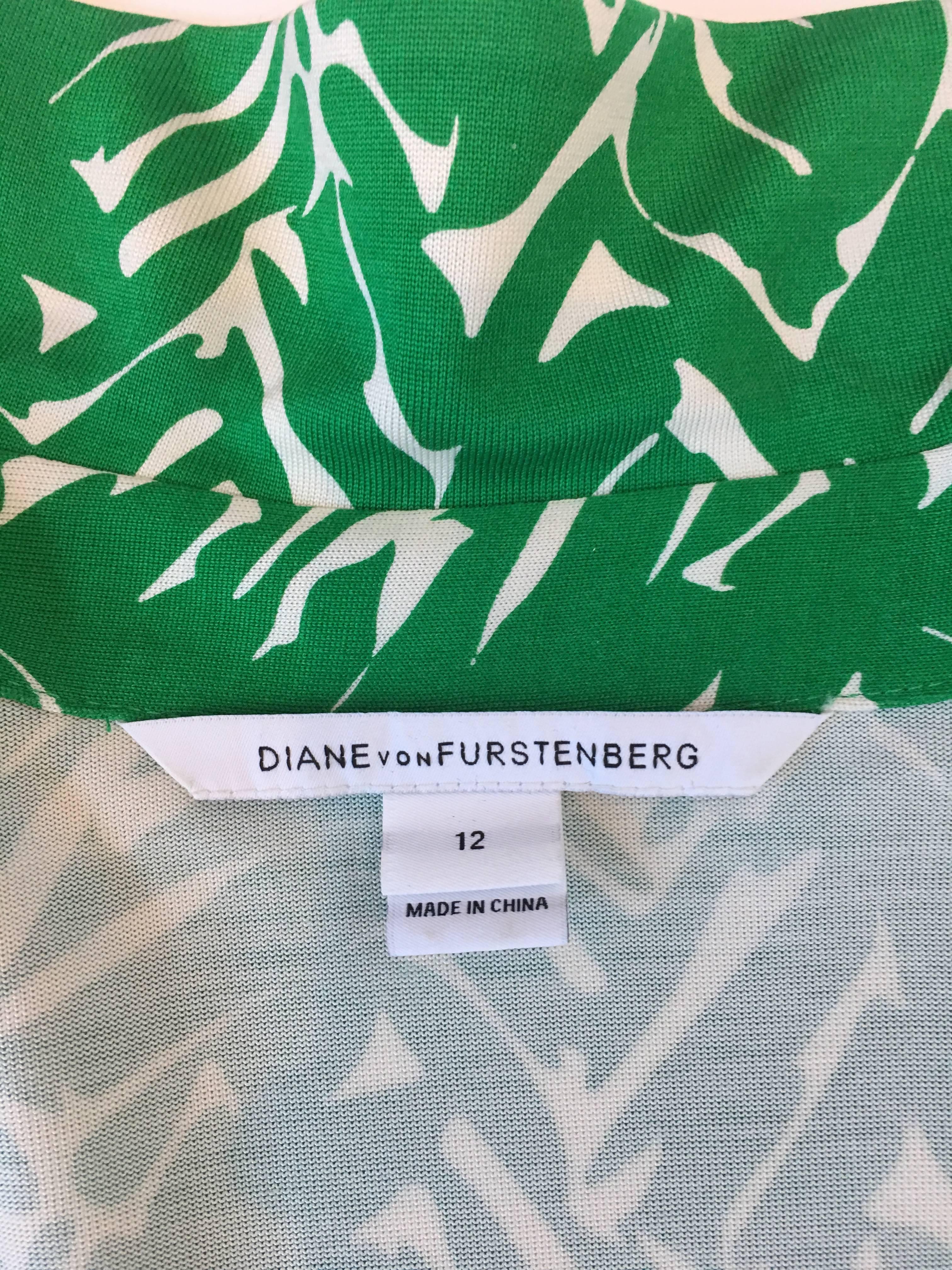 Diane von Furstenberg Green Print Classic Wrap Dress 1