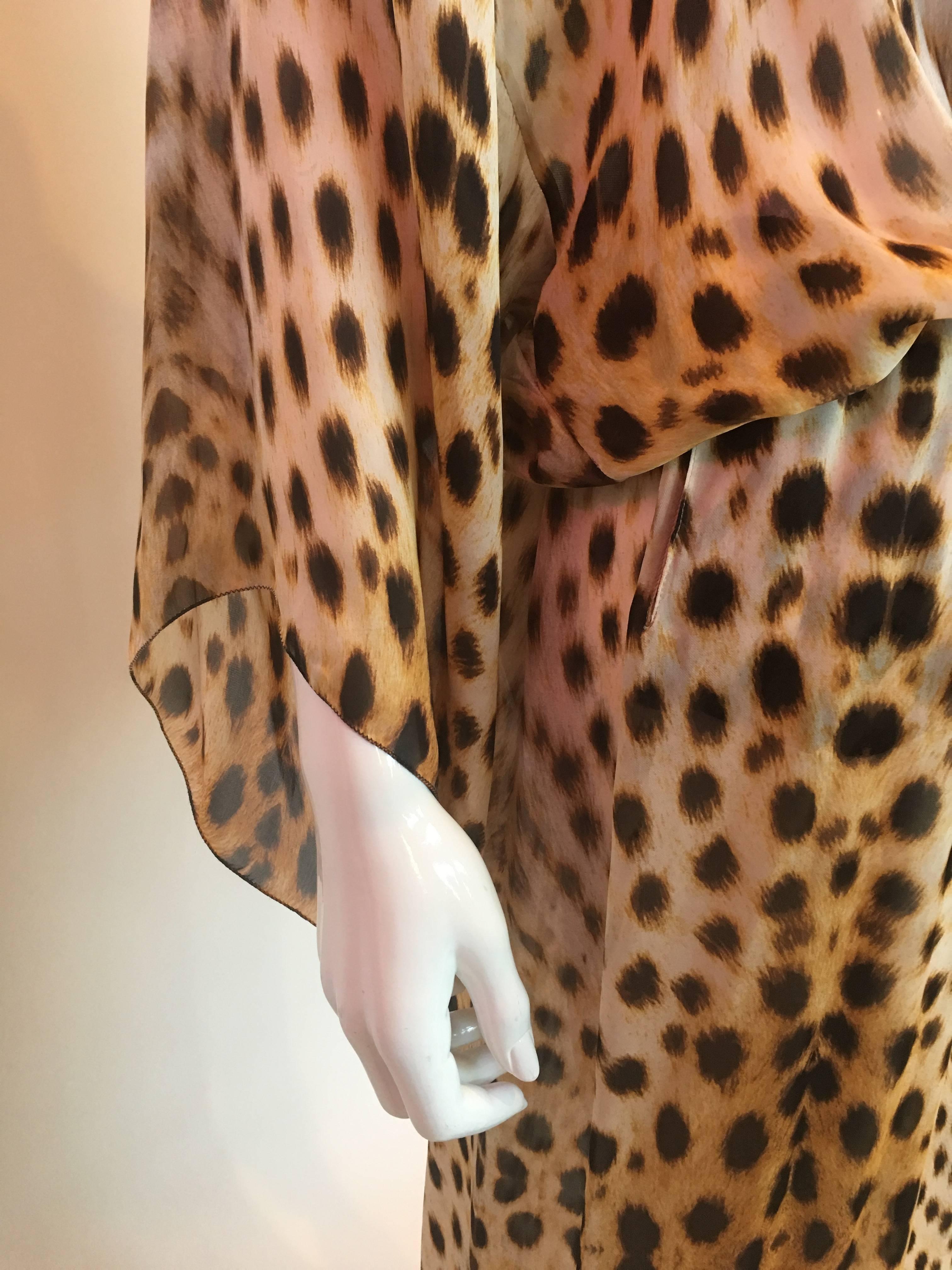 Brown Roberto Cavalli Silk Leopard Print Dress