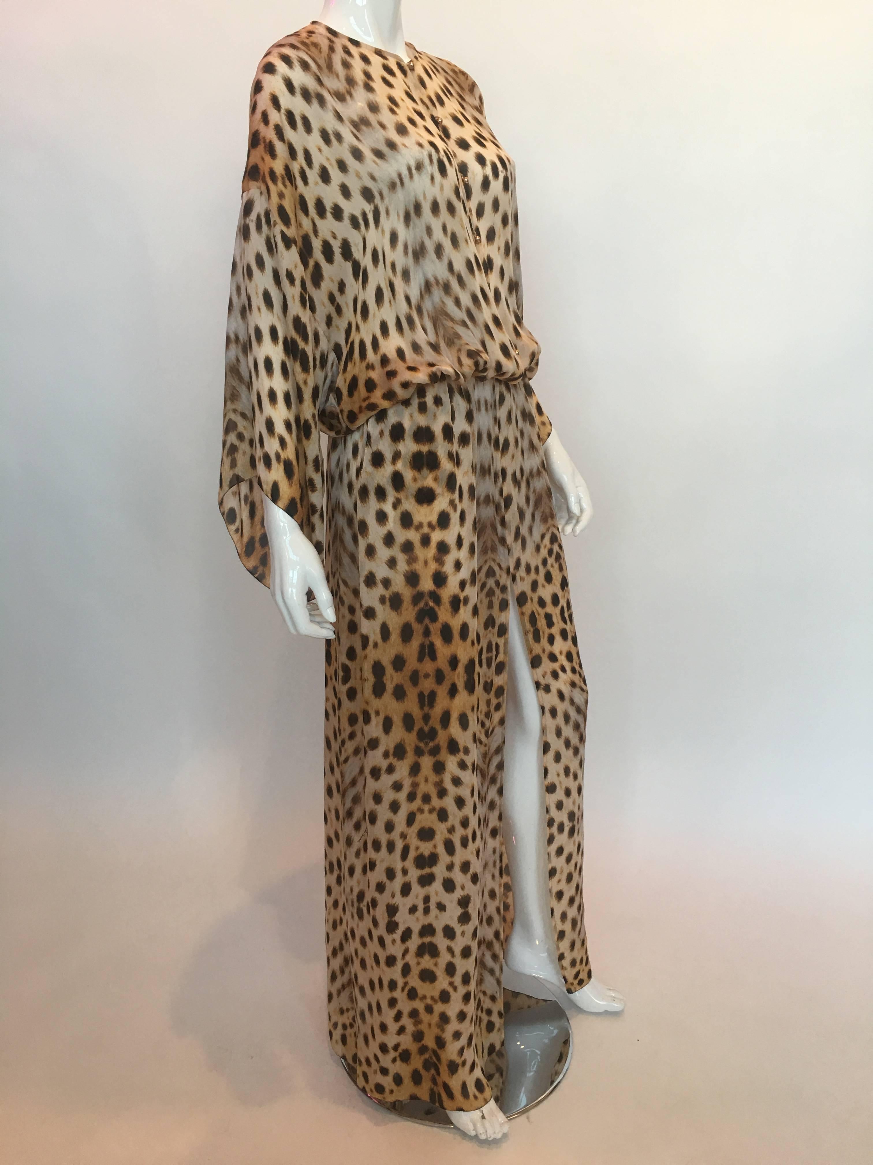 Roberto Cavalli Silk Leopard Print Dress In Good Condition In Los Angeles, CA