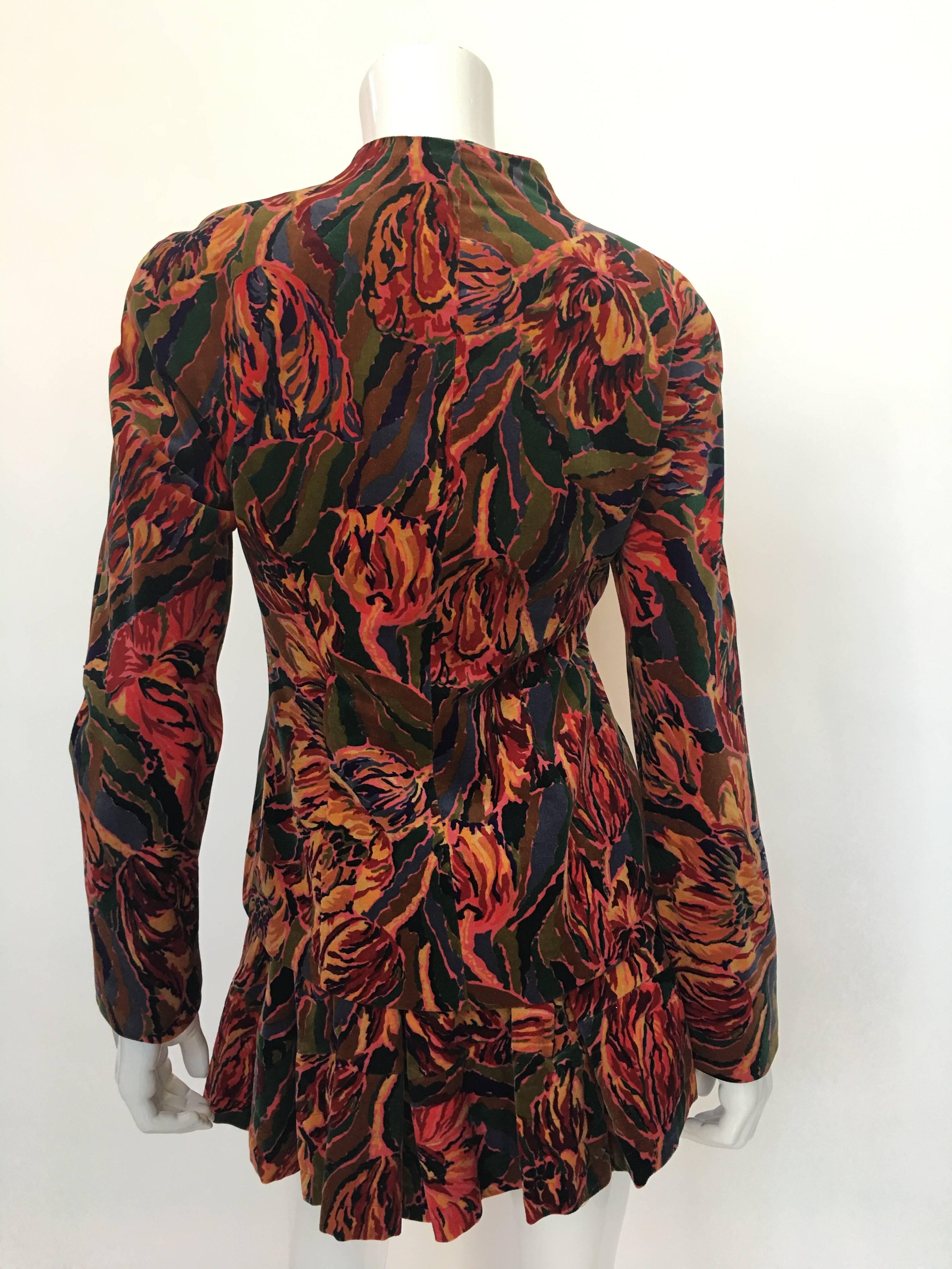 1990s Kenzo Paris Cotton Velvet Floral 3 Piece Skirt Suit

Made in France
Size label: EU 38

Measurements (taken flat)
Jacket: *has small shoulder pads*
Shoulders (approx): 17
