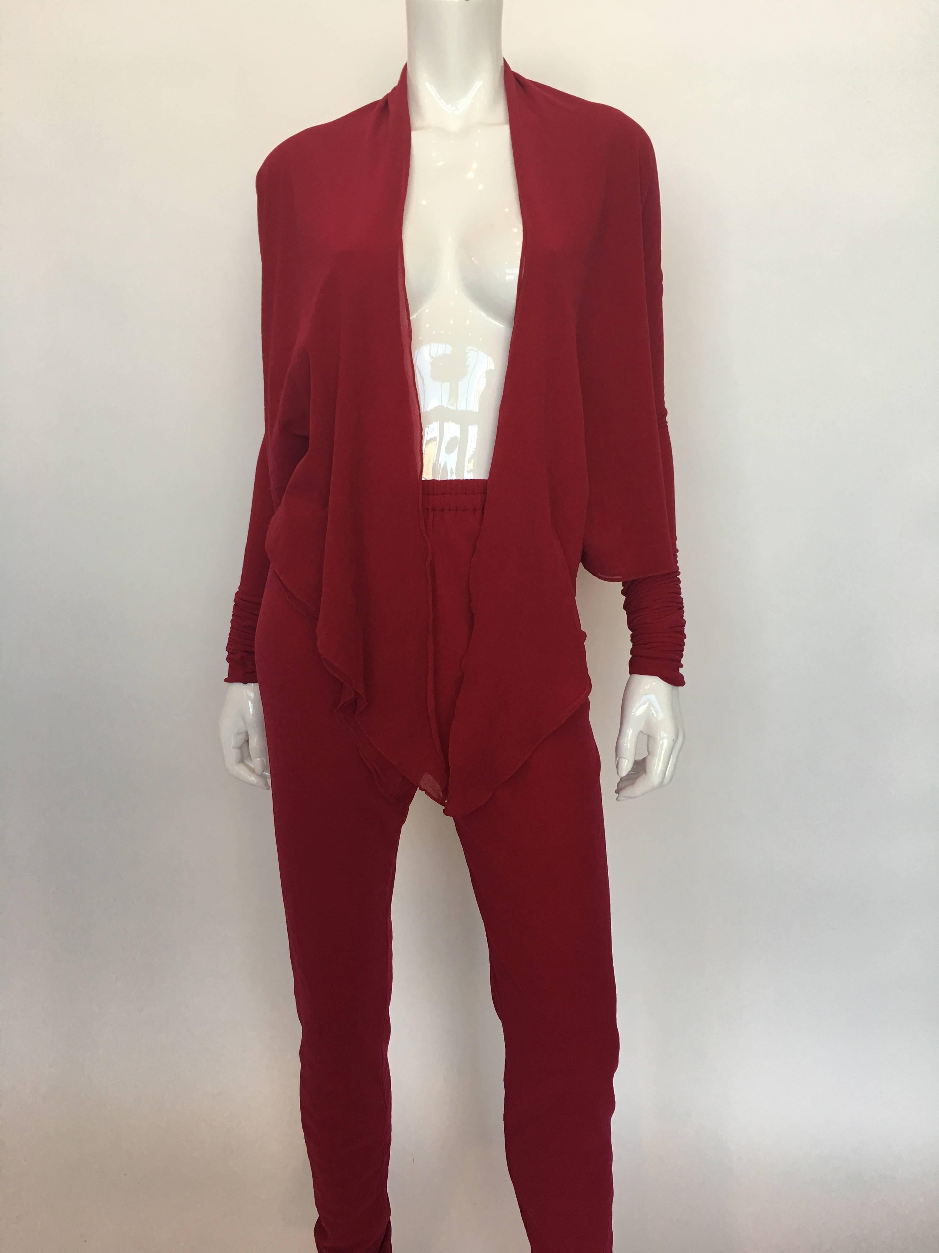 Red Giorgio Di Sant Angelo Raspberry Two Piece Pant Set, 1980s  For Sale