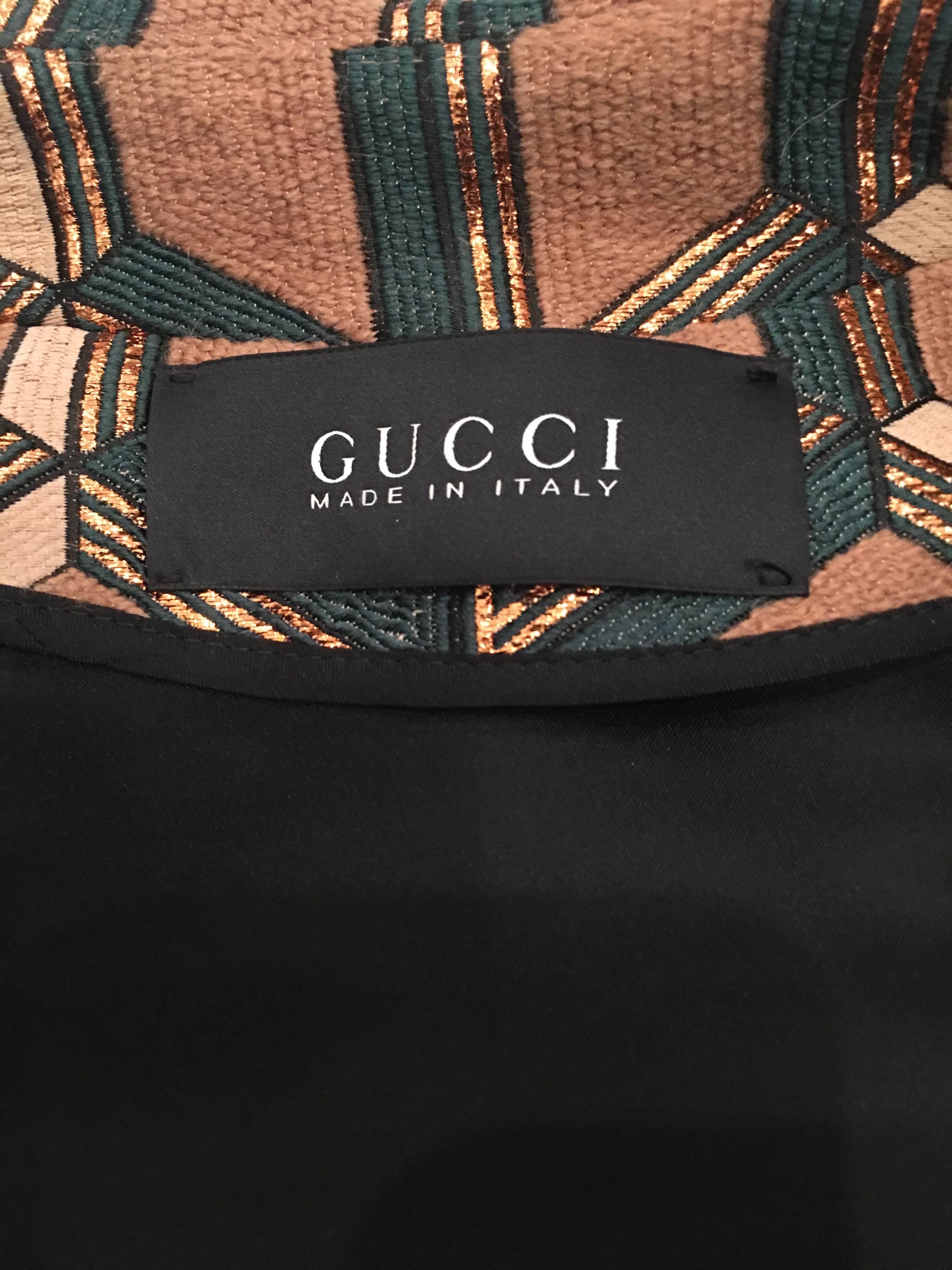 Women's or Men's Gucci Geometric Copper and Tan Double Breasted Wool Coat 