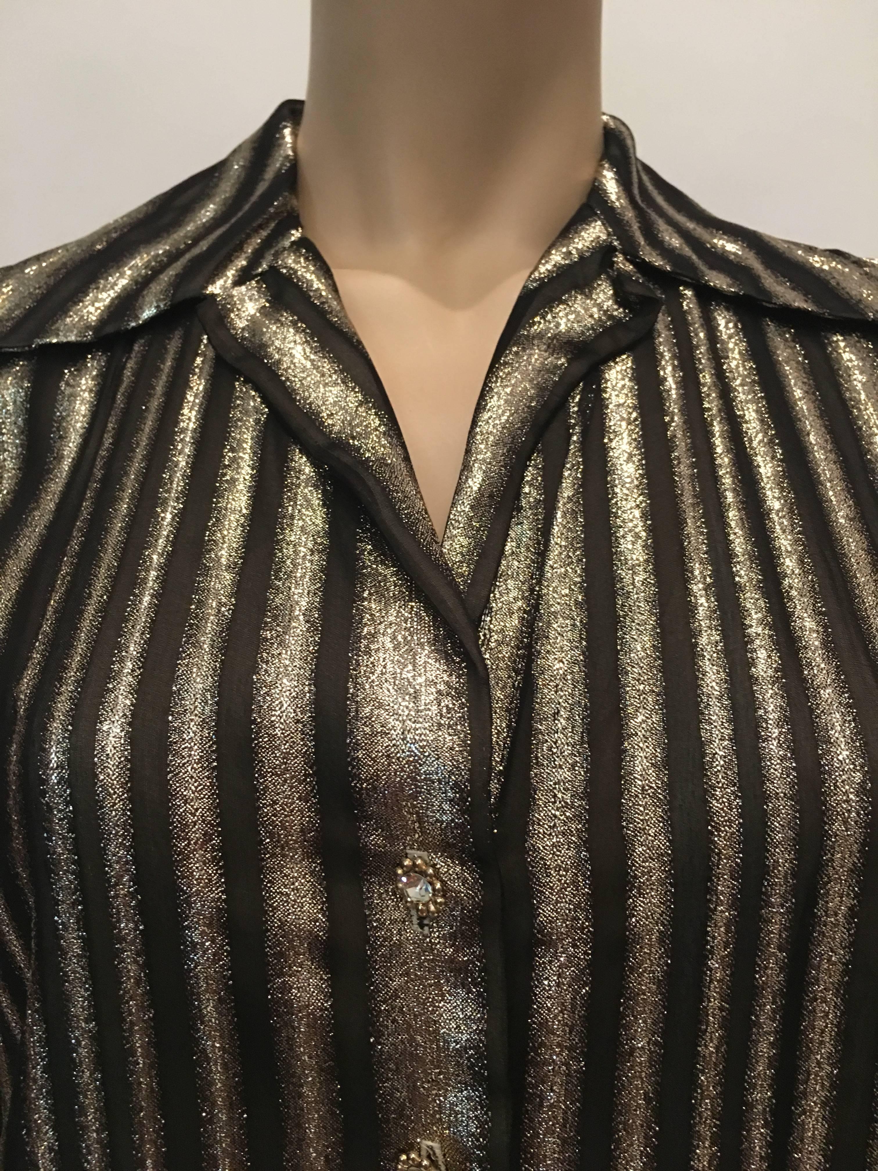 Adele Simpson 1960's Metallic Stripe Cocktail Shift Dress In Good Condition In Los Angeles, CA