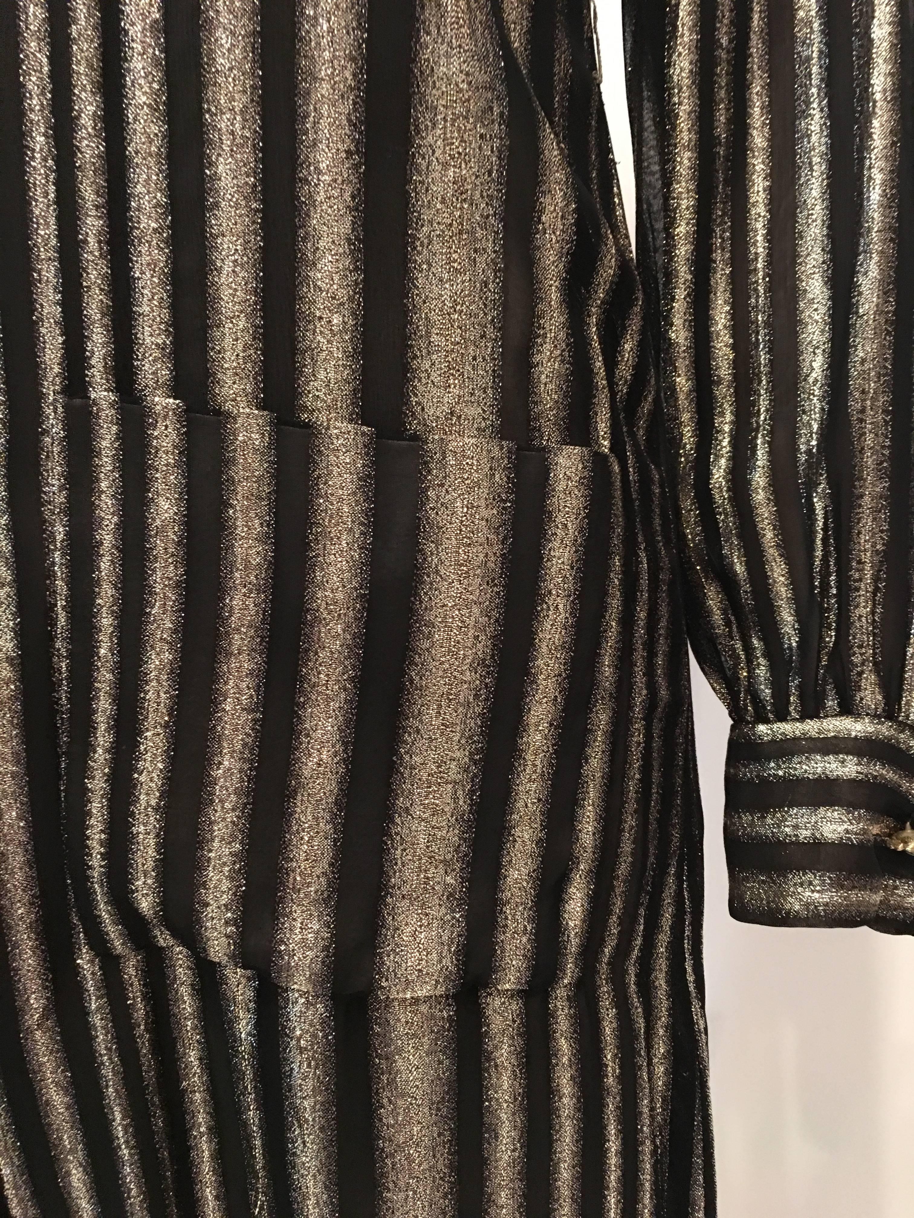 Black Adele Simpson 1960's Metallic Stripe Cocktail Shift Dress