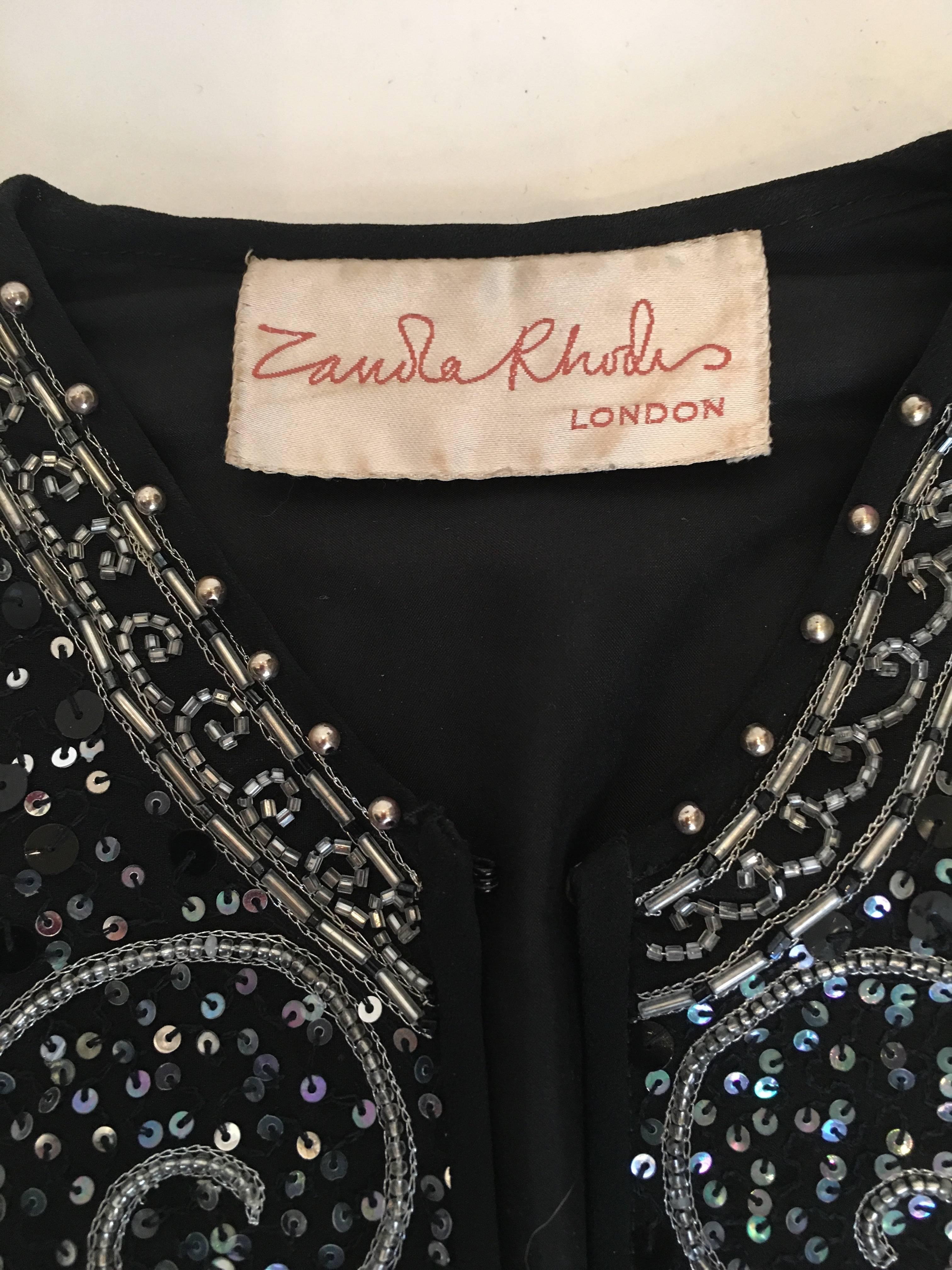 Zandra Rhodes 1980's Beaded and Sequined Jacket For Sale 2