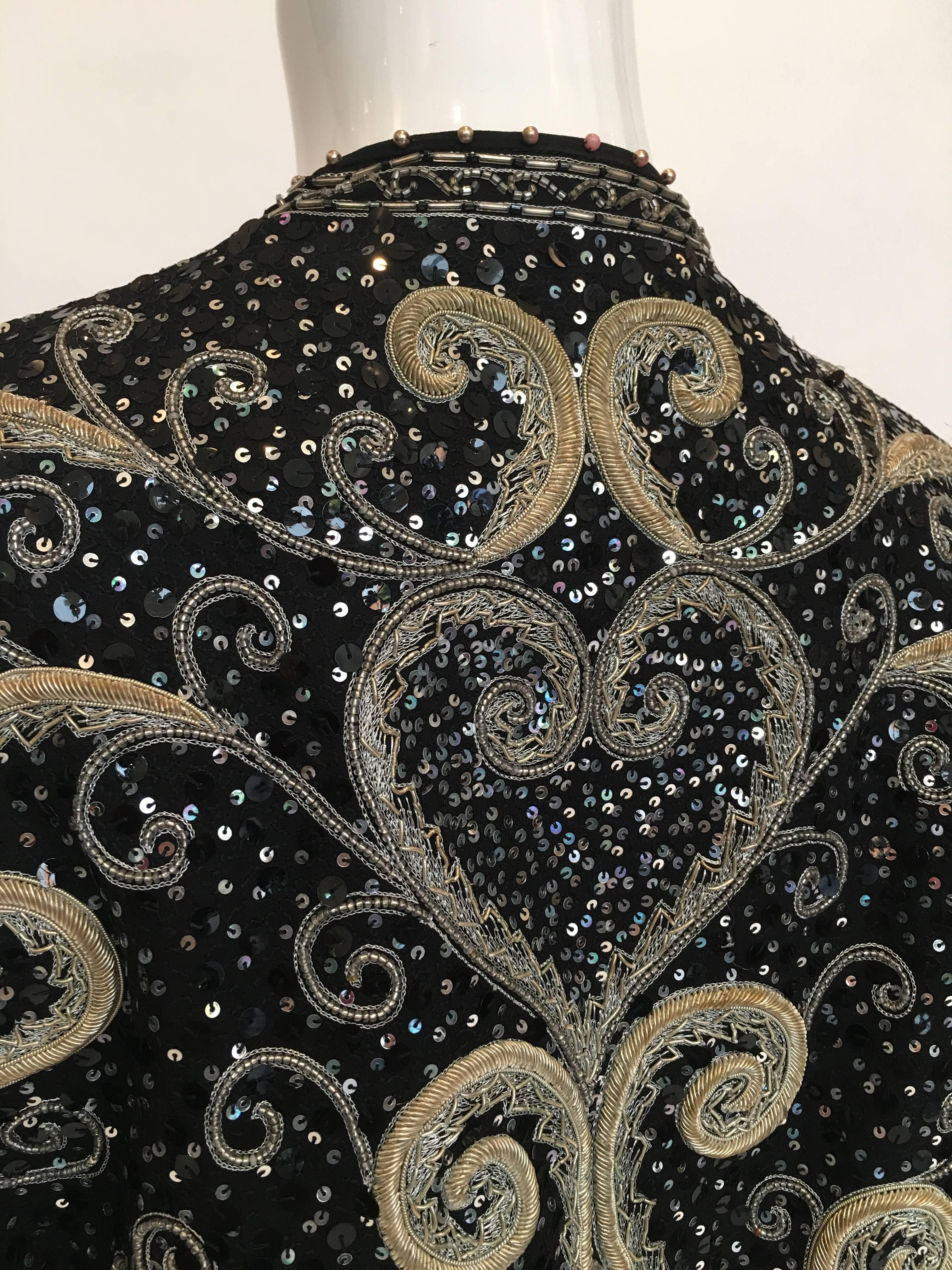 Zandra Rhodes 1980's Beaded and Sequined Jacket For Sale 1