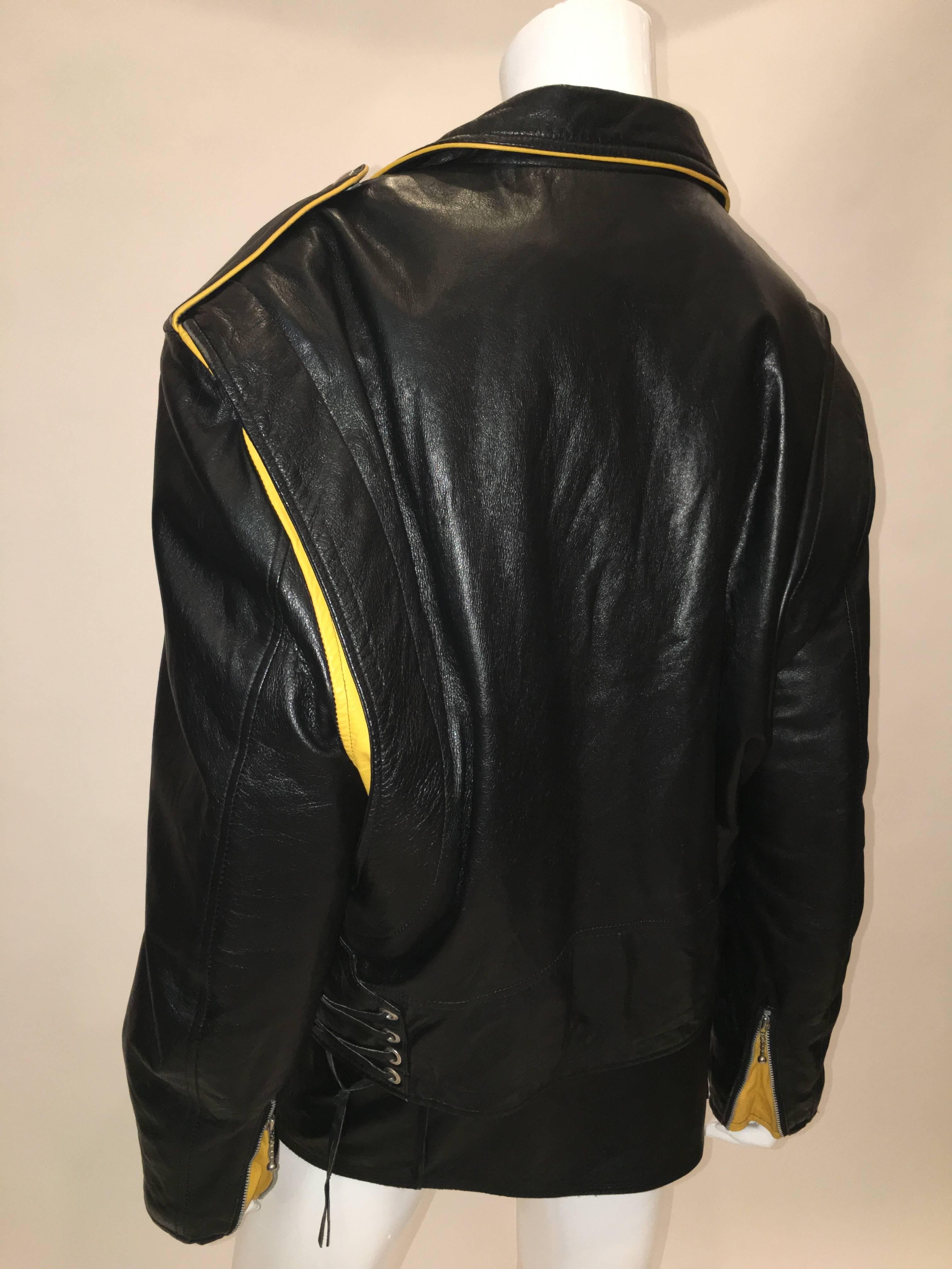 Montana Vintage 1980'S Black Leather Motorcycle Jacket 1