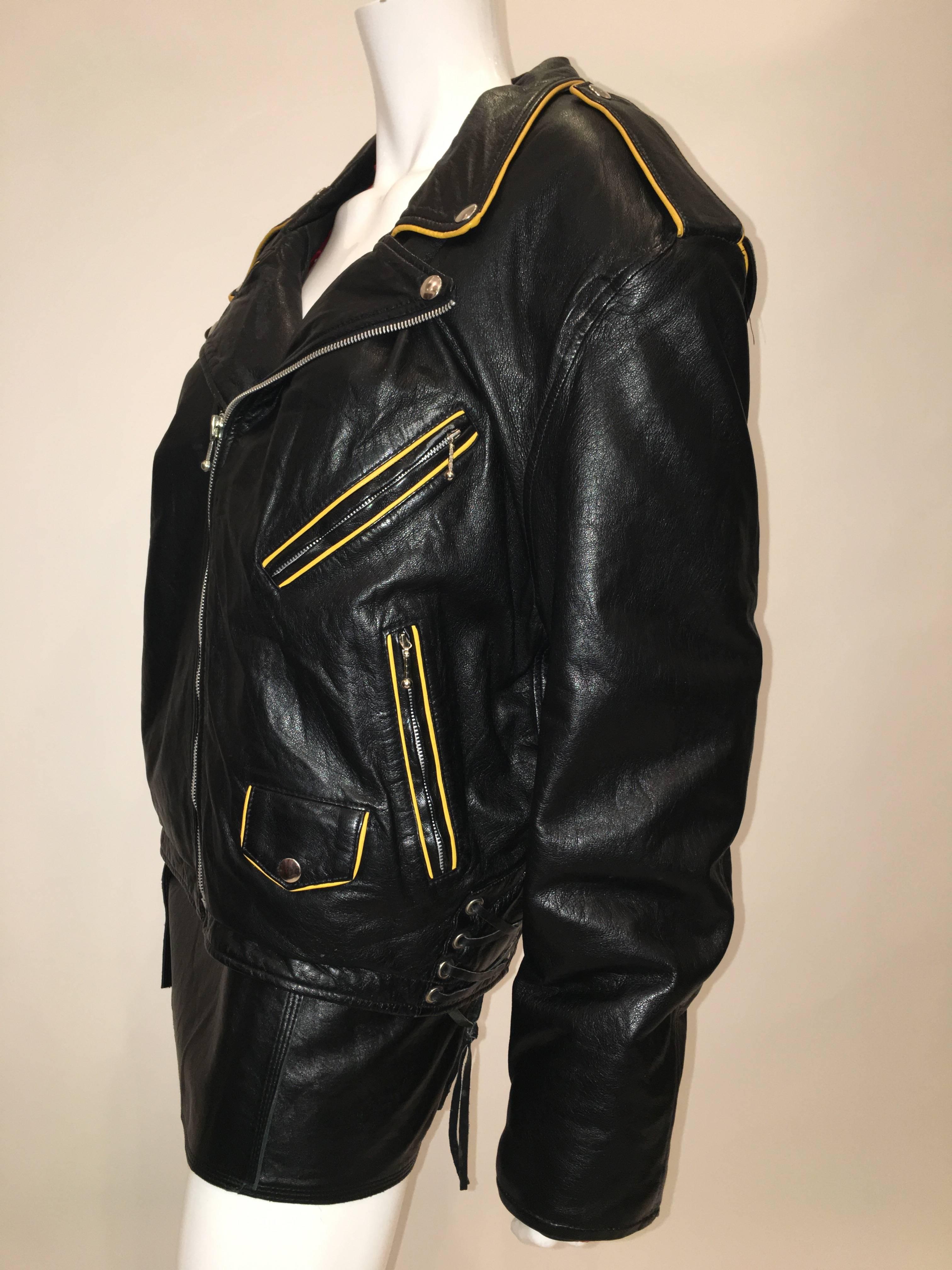 Montana Vintage 1980'S Black Leather Motorcycle Jacket 2