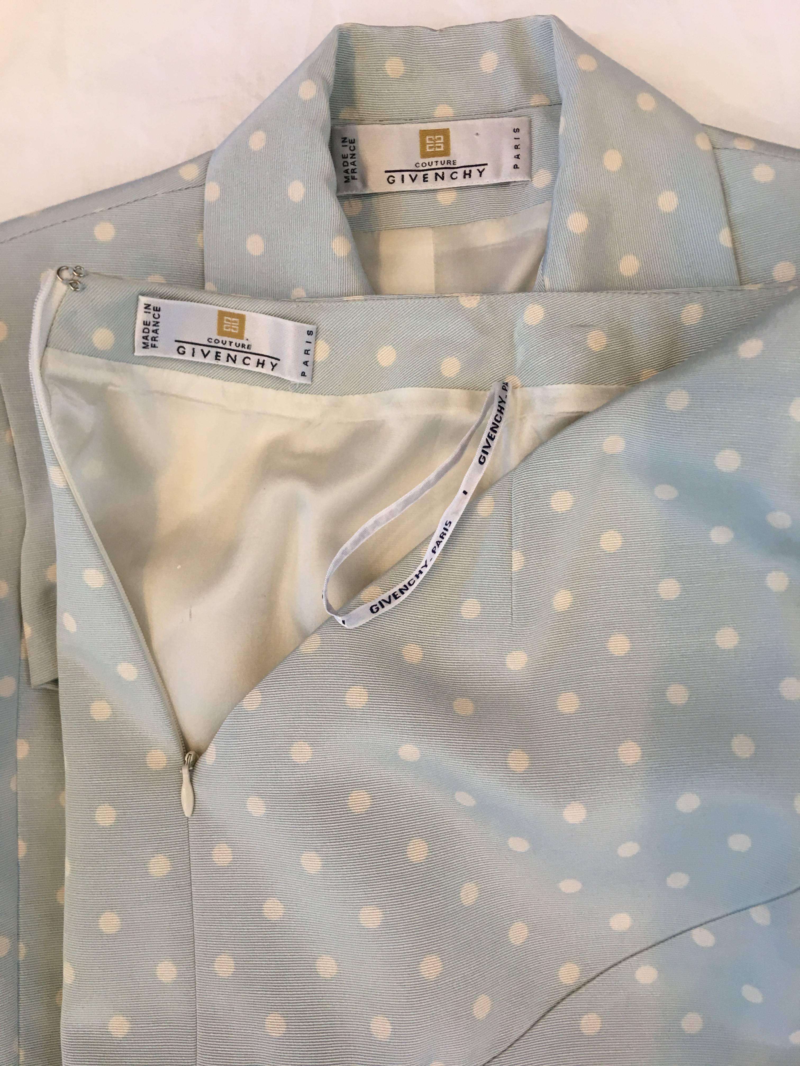 Givenchy 1990's Polka Dot Skirt Suit In Good Condition For Sale In Los Angeles, CA