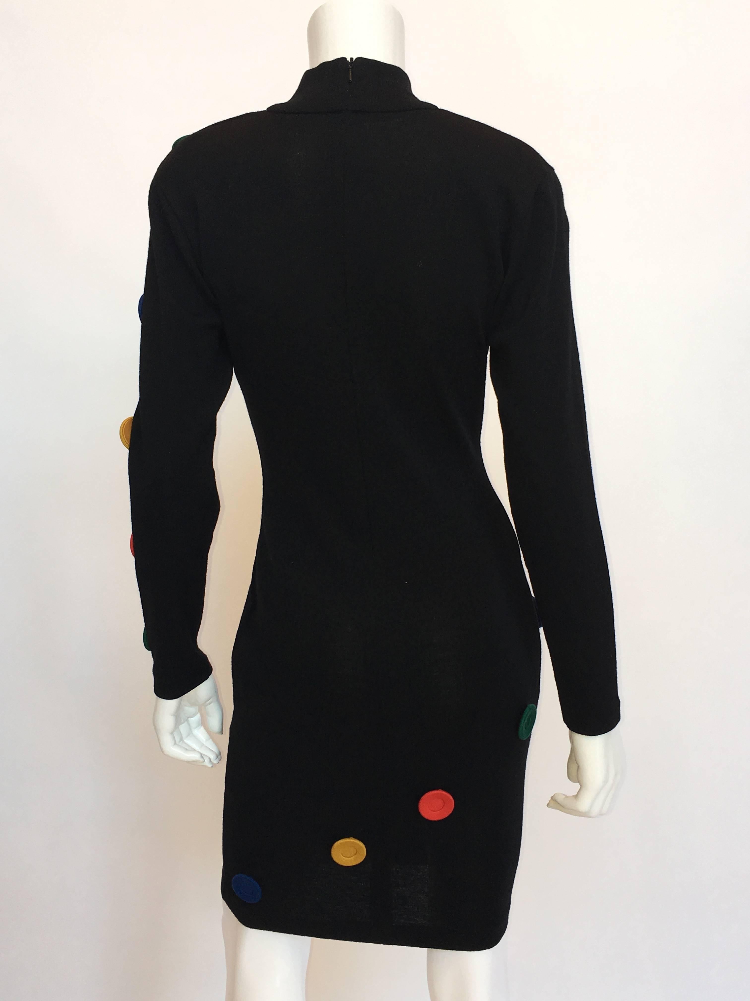 Andrea Jovine - Robe en maille de laine noire ajustée des années 1980  Unisexe en vente