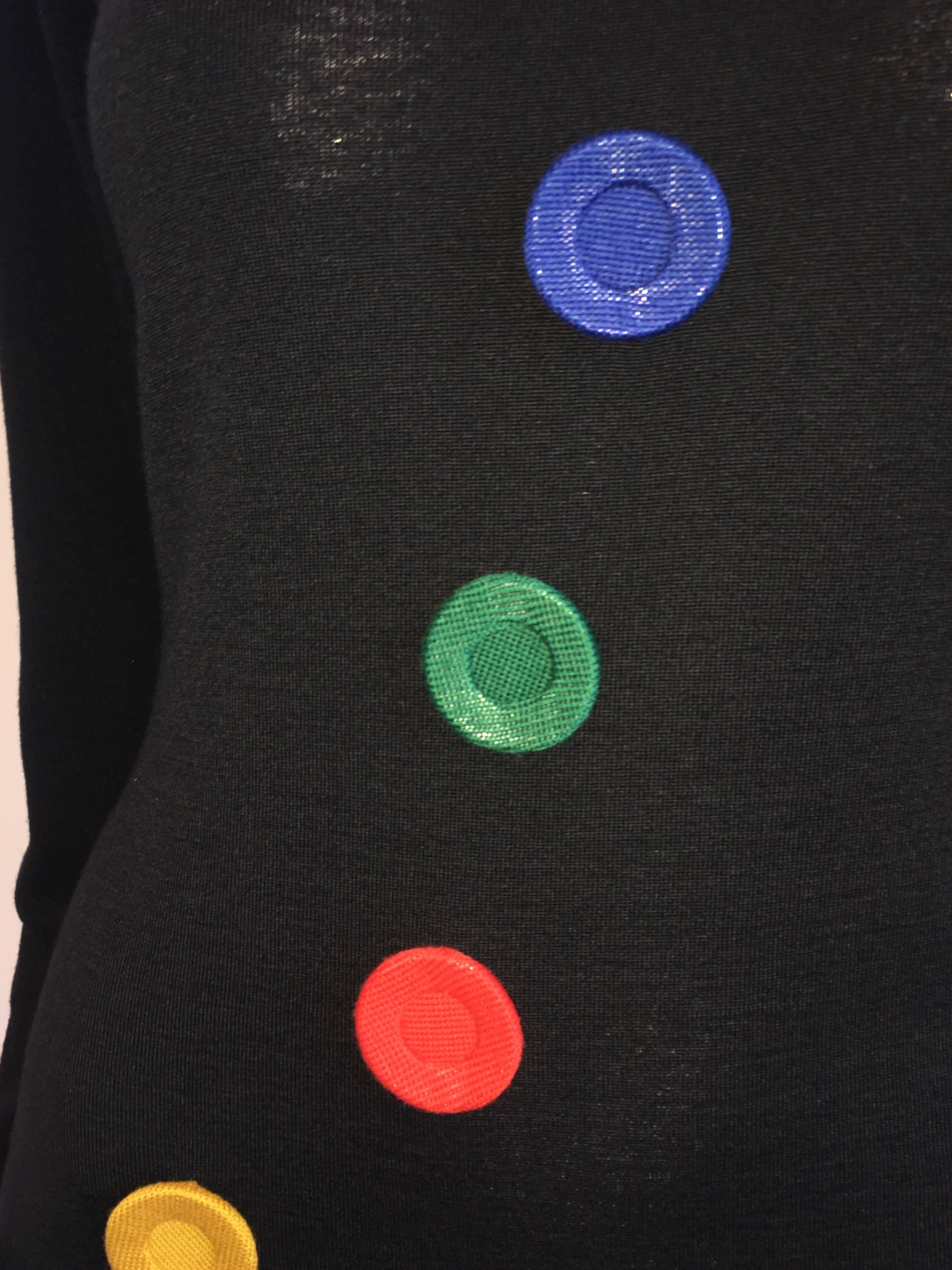 Andrea Jovine - Robe en maille de laine noire ajustée des années 1980  en vente 2