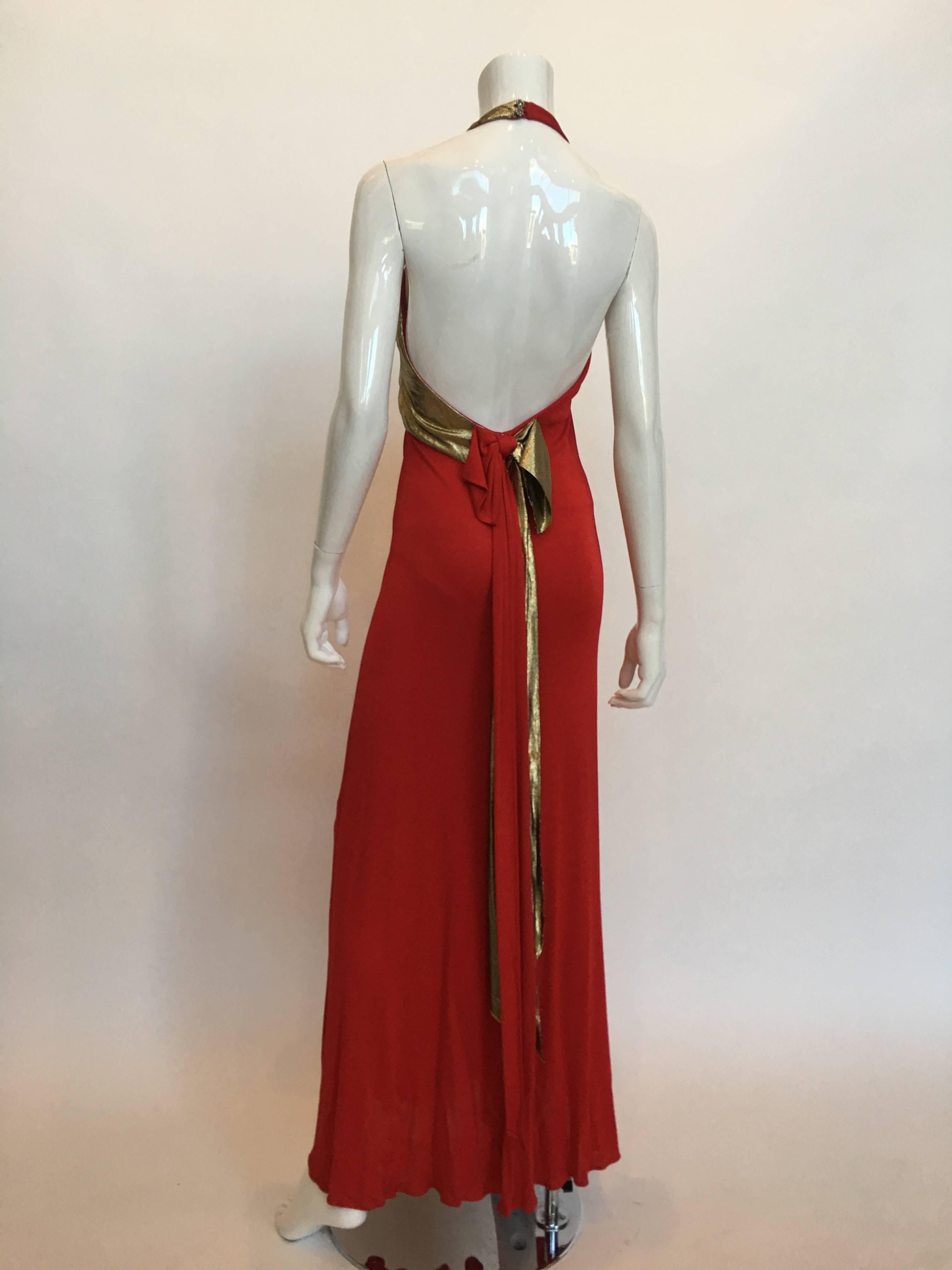 Giorgio Sant'Angelo 1970's Red Jersey Halter Dress For Sale 1