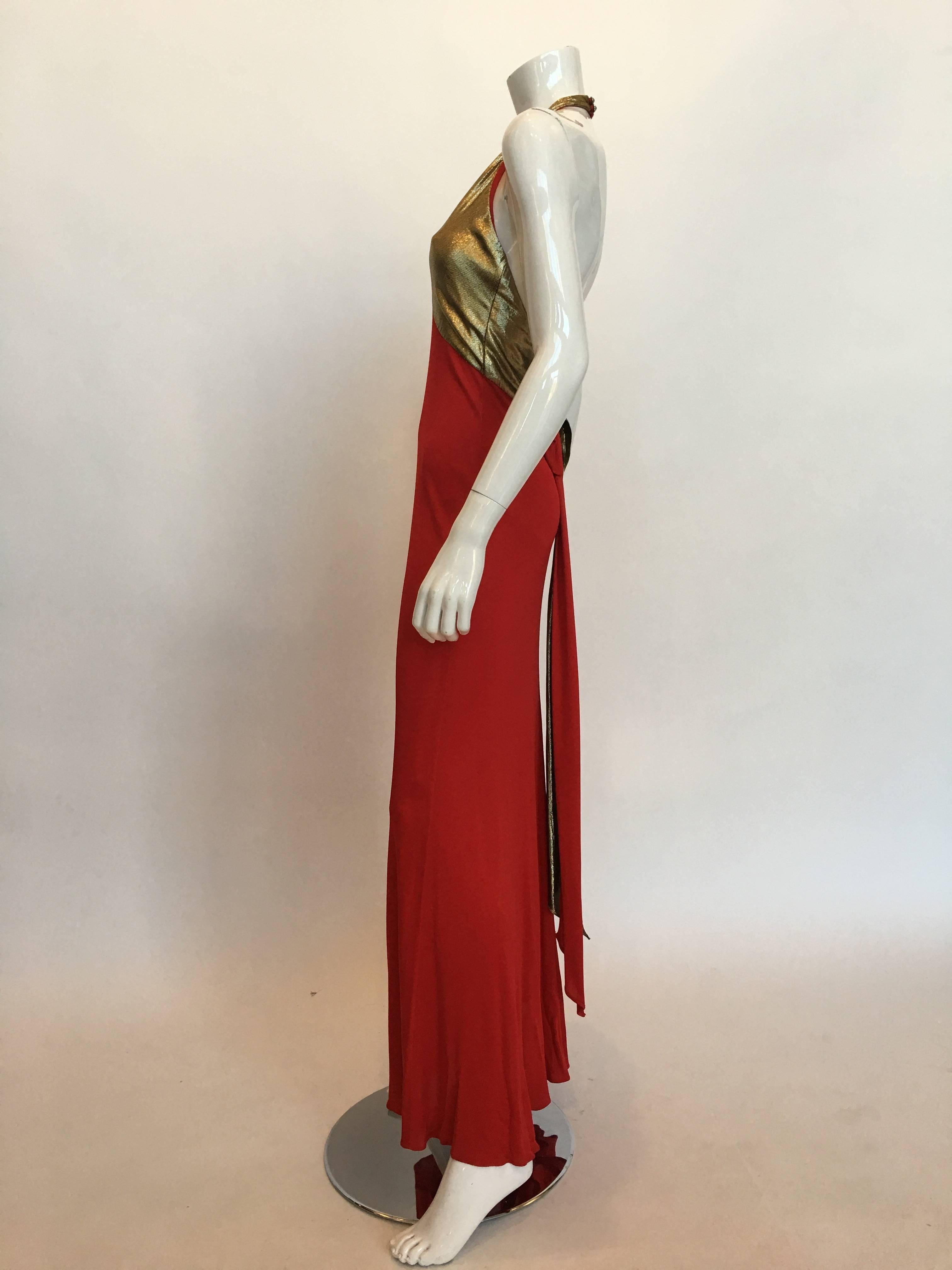 Women's or Men's Giorgio Sant'Angelo 1970's Red Jersey Halter Dress For Sale
