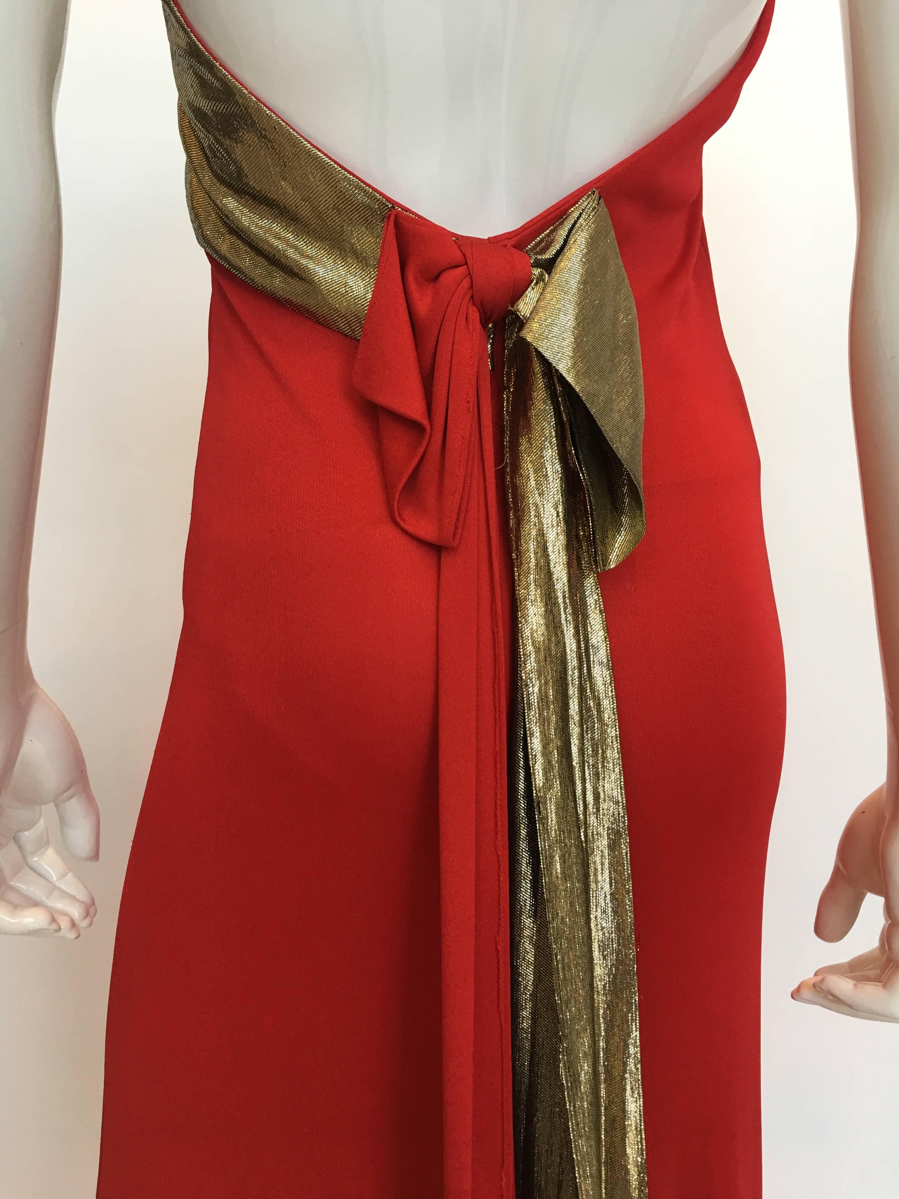 Giorgio Sant'Angelo 1970's Red Jersey Halter Dress For Sale 4