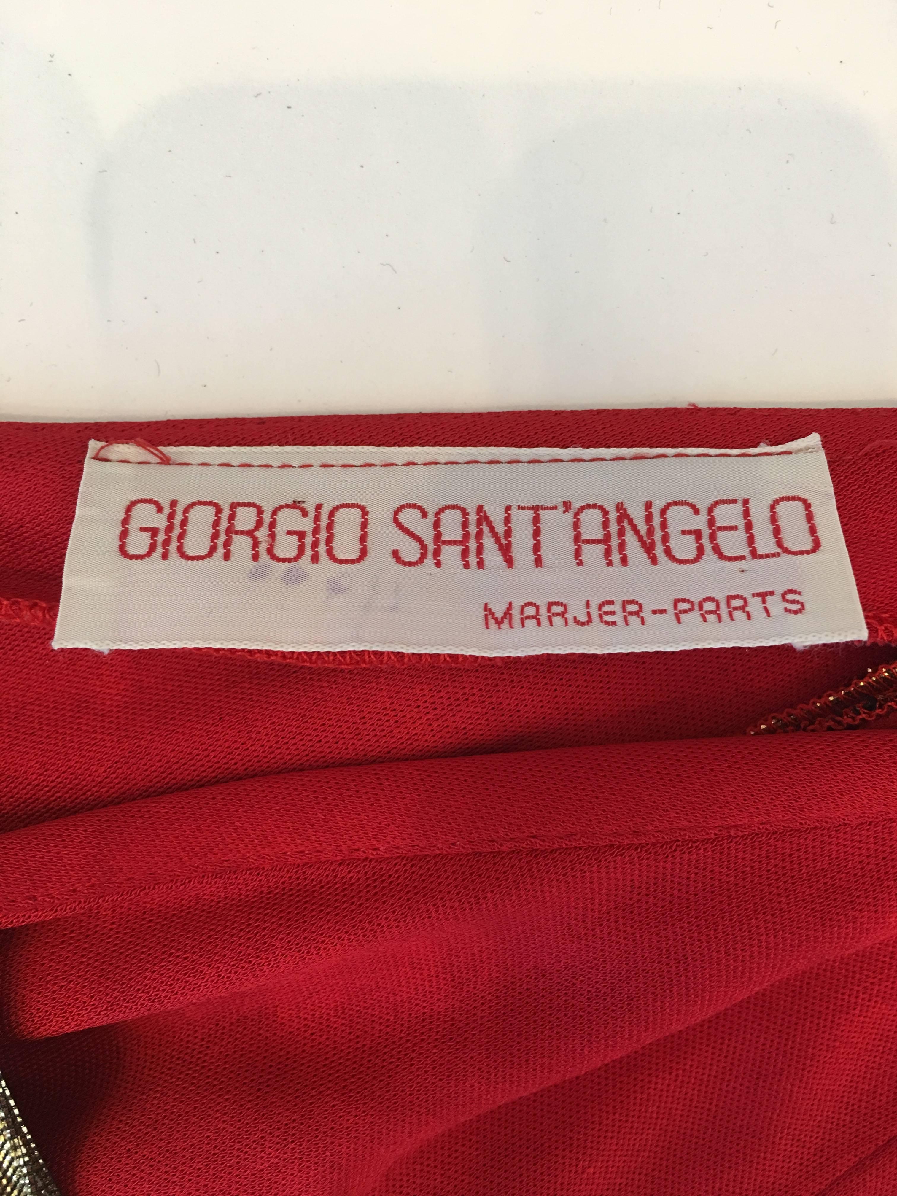Giorgio Sant'Angelo - Robe dos nu en jersey rouge des années 1970 en vente 4