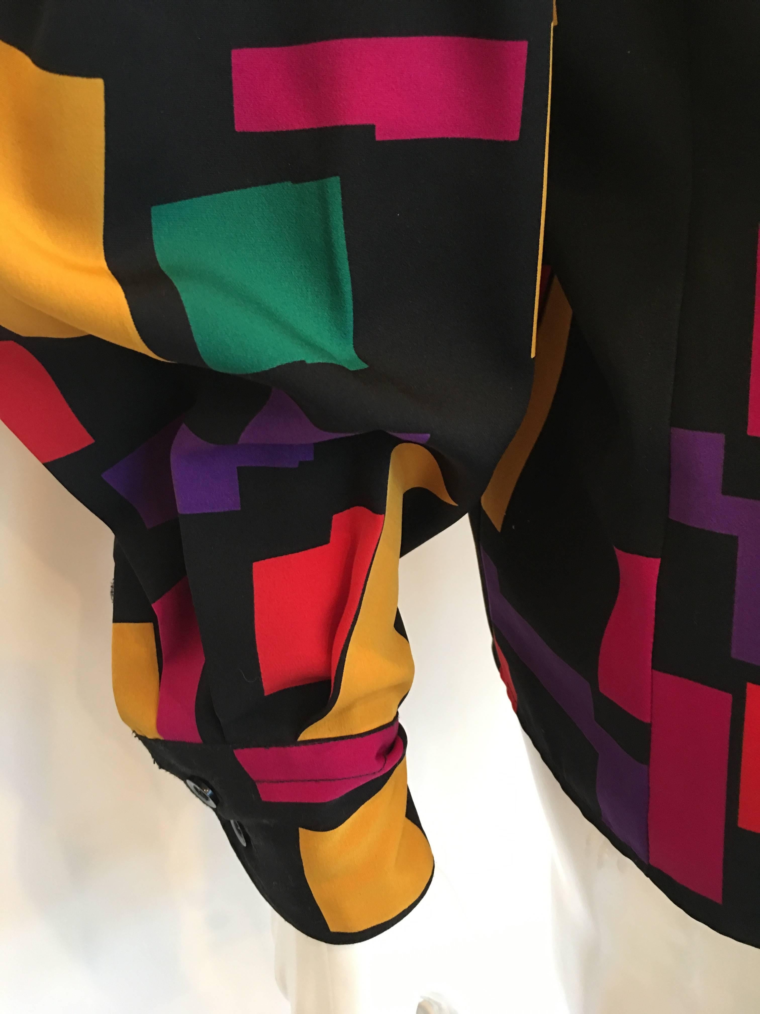 Pierre Cardin Vintage 1980's Abstract Print Blouse In Good Condition In Los Angeles, CA
