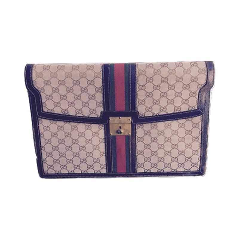 Gucci Canvas and Leather Briefcase