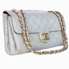 Chanel Cream Classic Jumbo Flap Lambskin Bag