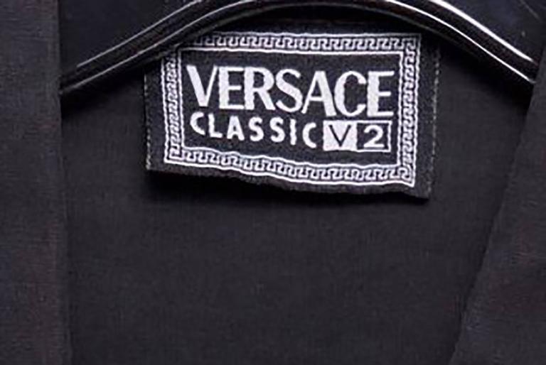 Vintage Shiny Black Versace Oxford Shirt Versace Classic V2