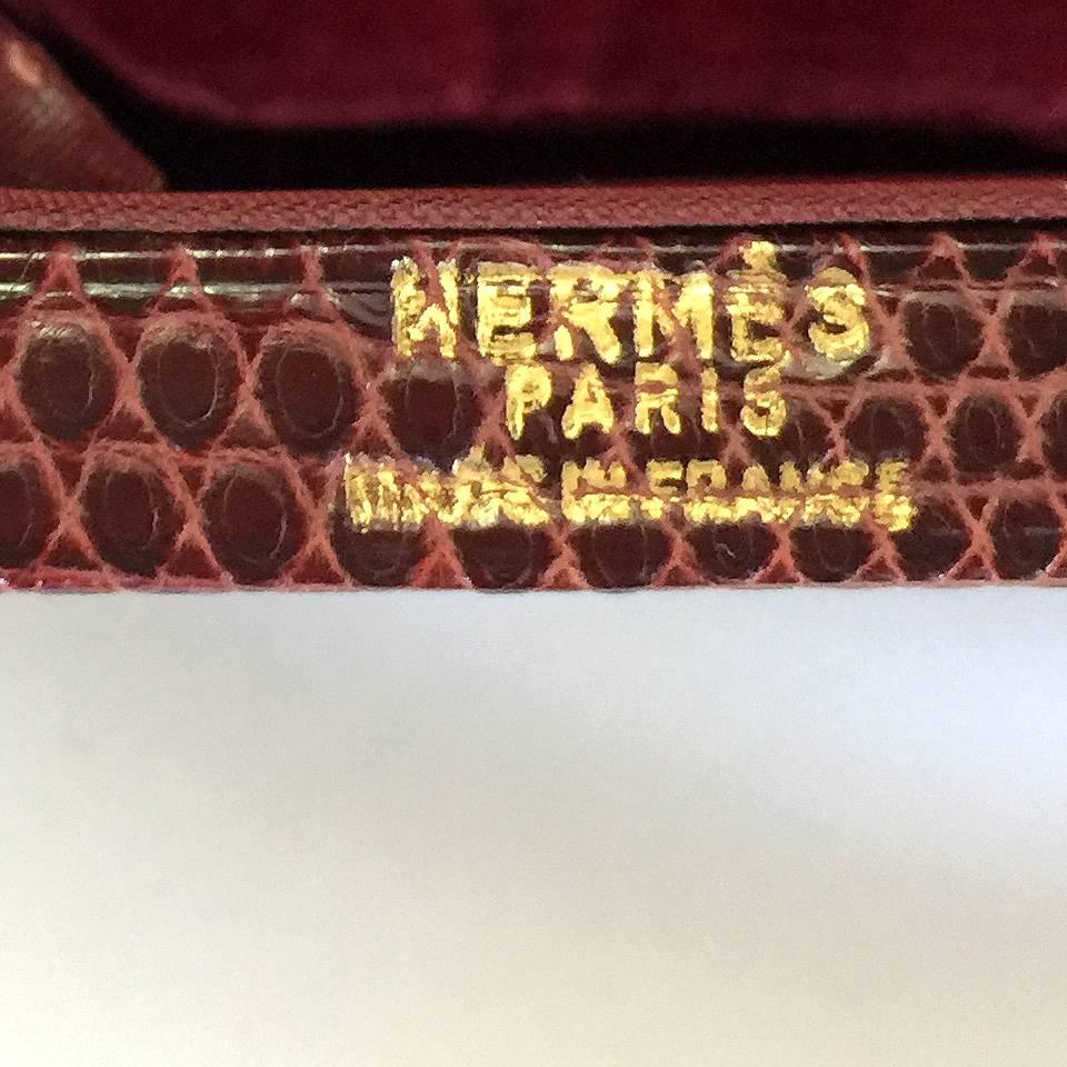 Hermes Lizard Skin Jewelry Box with Velvet Lining  1