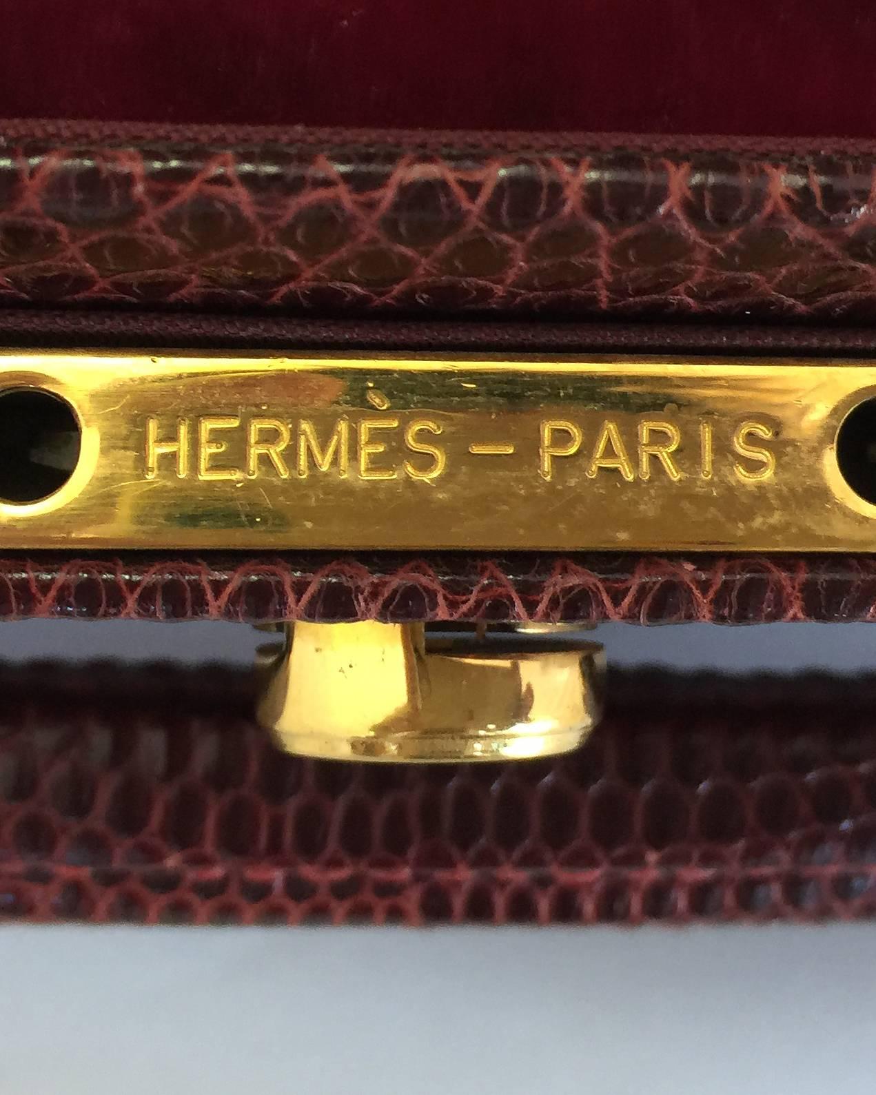 Women's or Men's Hermes Lizard Skin Jewelry Box with Velvet Lining 