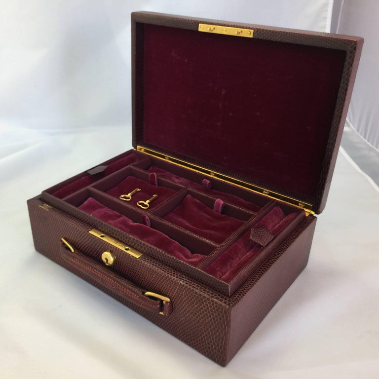 Hermes Lizard Skin Jewelry Box with Velvet Lining at 1stDibs hermes