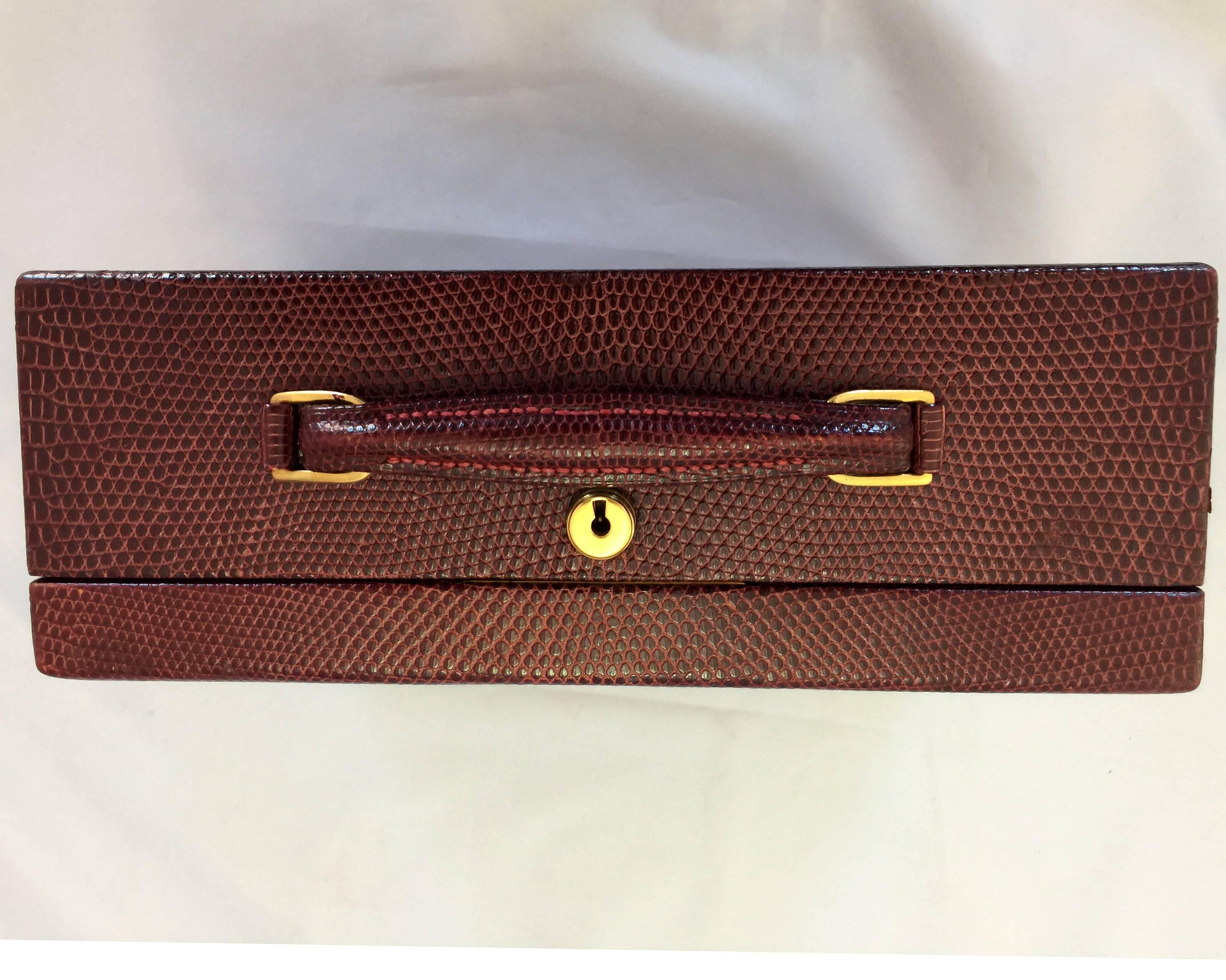 Hermes Lizard Skin Jewelry Box with Velvet Lining  In Good Condition In Los Angeles, CA